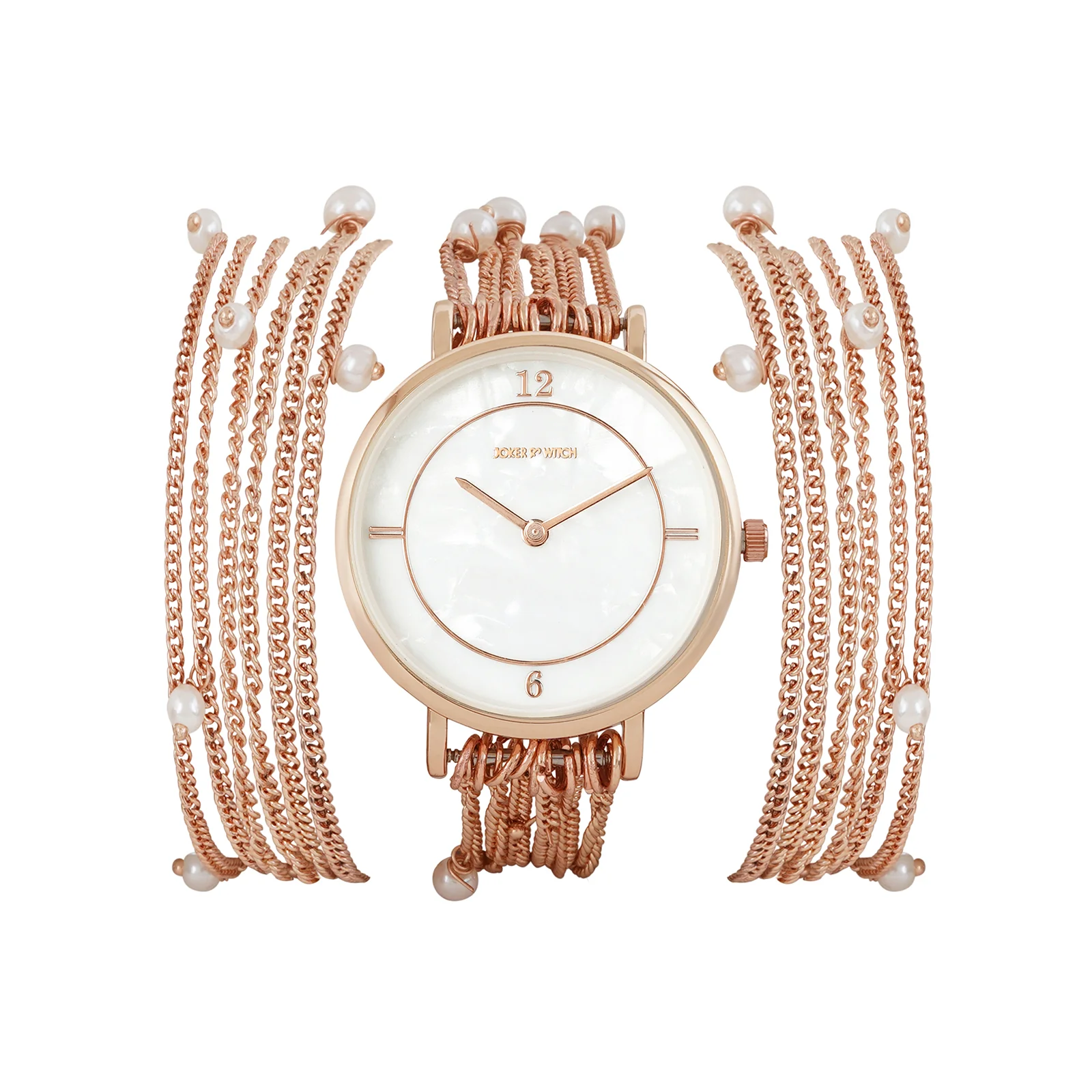 Millicent White Medium Dial Rose Gold Pearl Wrap Around Strap Women's Watch - Image 4