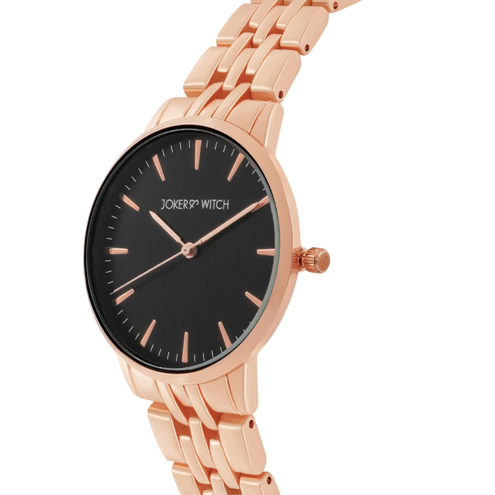 Mini Aimee Black Medium Dial Rose Gold Linked Chain Strap Women's Watch - Image 4