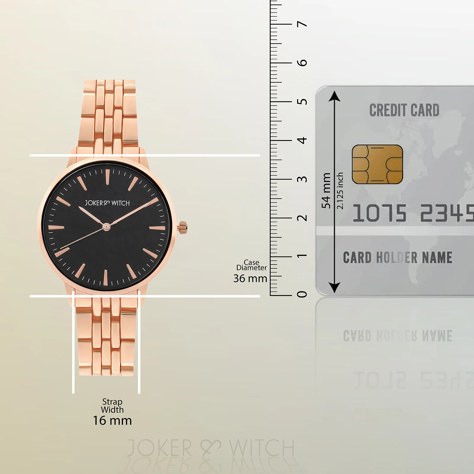 Mini Aimee Black Medium Dial Rose Gold Linked Chain Strap Women's Watch - Image 8
