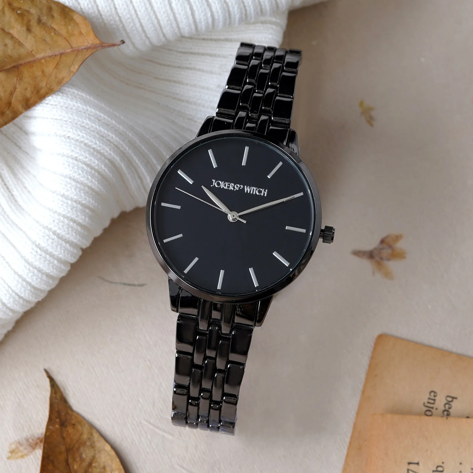 Mini Nebula Black Medium Dial Linked Chain Strap Women's Watch - Image 3