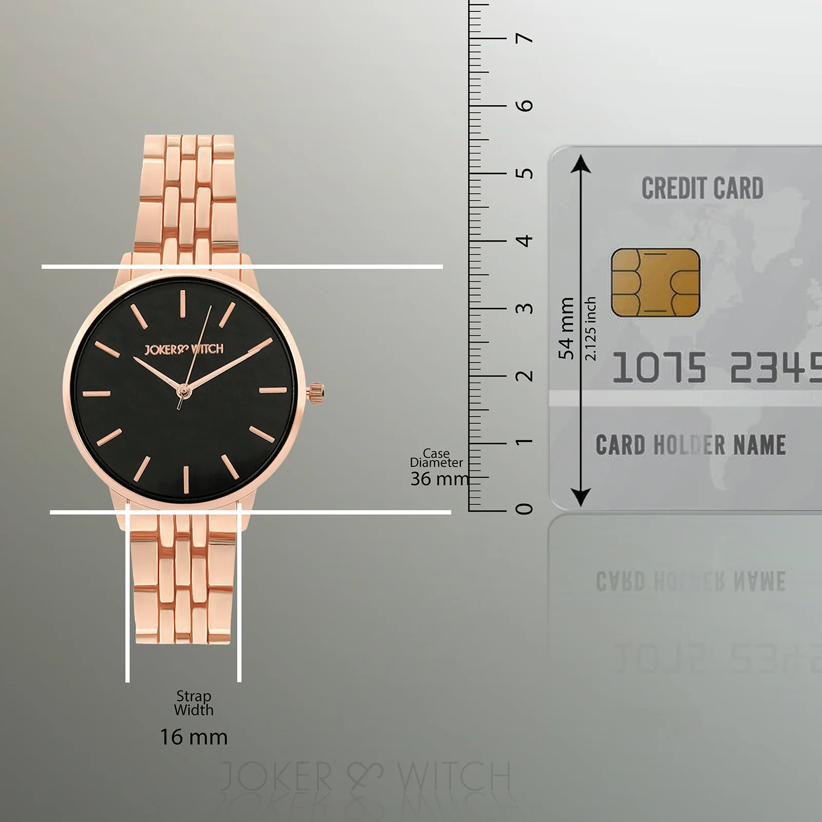 Mini Nebula Black Medium Dial Rose Gold Linked Chain Strap Women's Watch - Image 8
