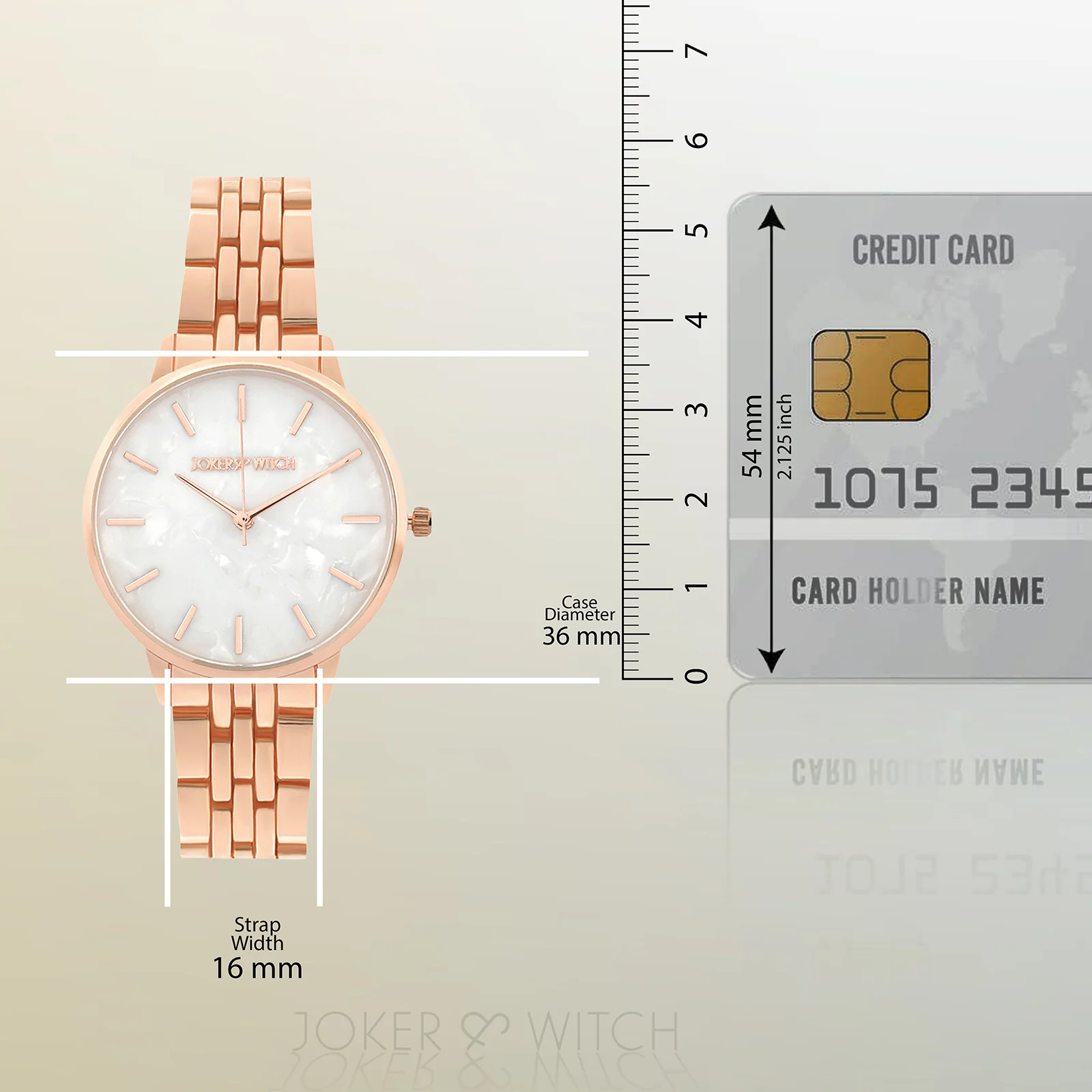 Mini Nebula White MOP Medium Dial Rose Gold Linked Chain Strap Women's Watch - Image 8