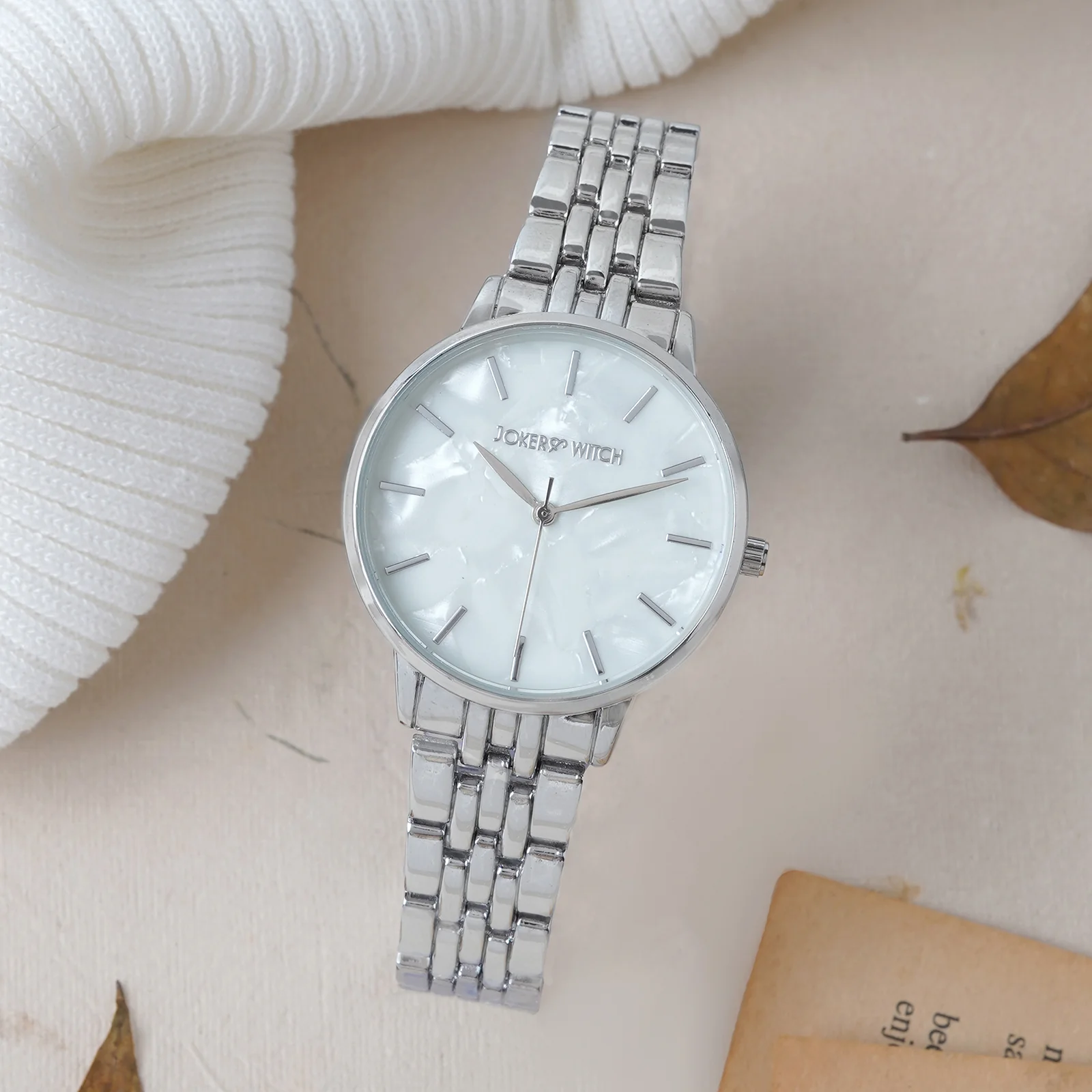 Mini Nebula White MOP Medium Dial Silver Linked Chain Strap Women's Watch - Image 3