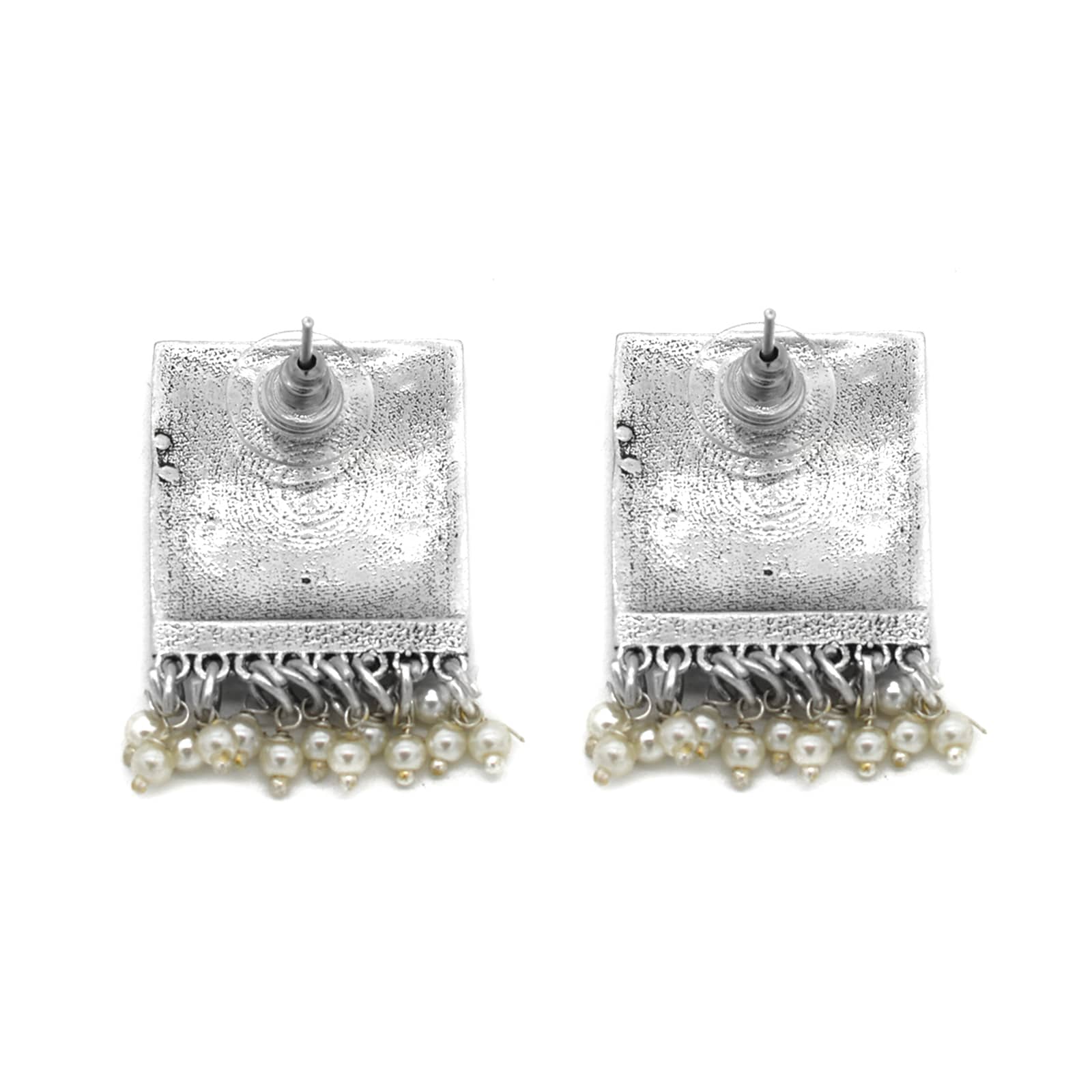 Miniature Black Enamel Silver Earrings - Image 6