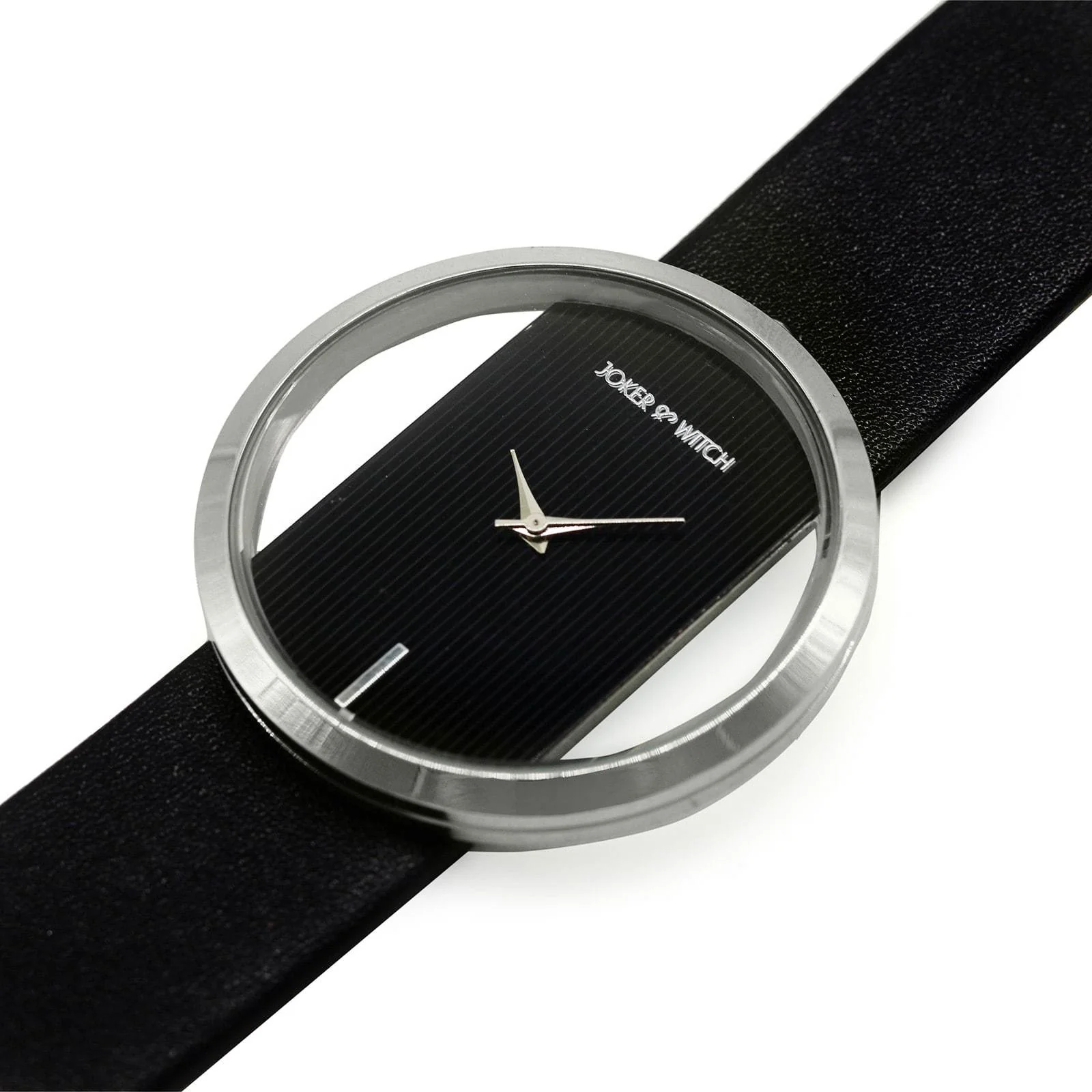 Futuristic Silver Black Large Dial PU Strap Women's Watch - Image 2