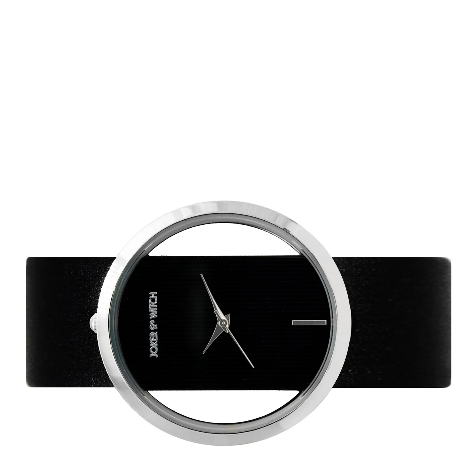 Futuristic Silver Black Large Dial PU Strap Women's Watch - Image 4