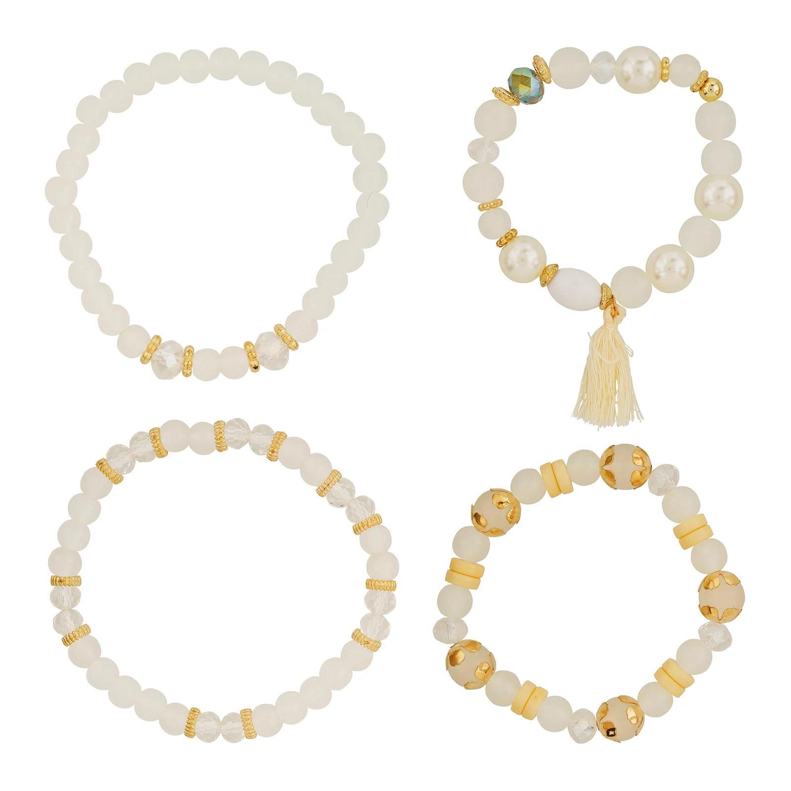 Mirrorball Cream Beaded Bracelet - Image 3