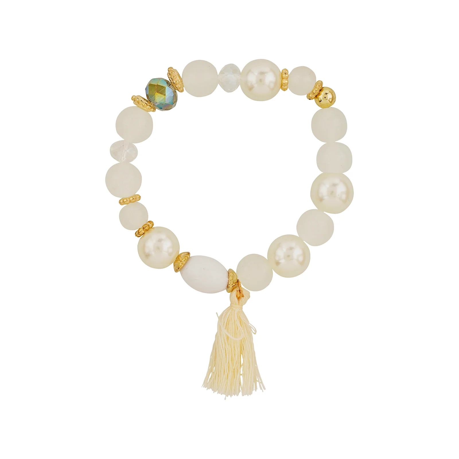 Mirrorball Cream Beaded Bracelet - Image 4