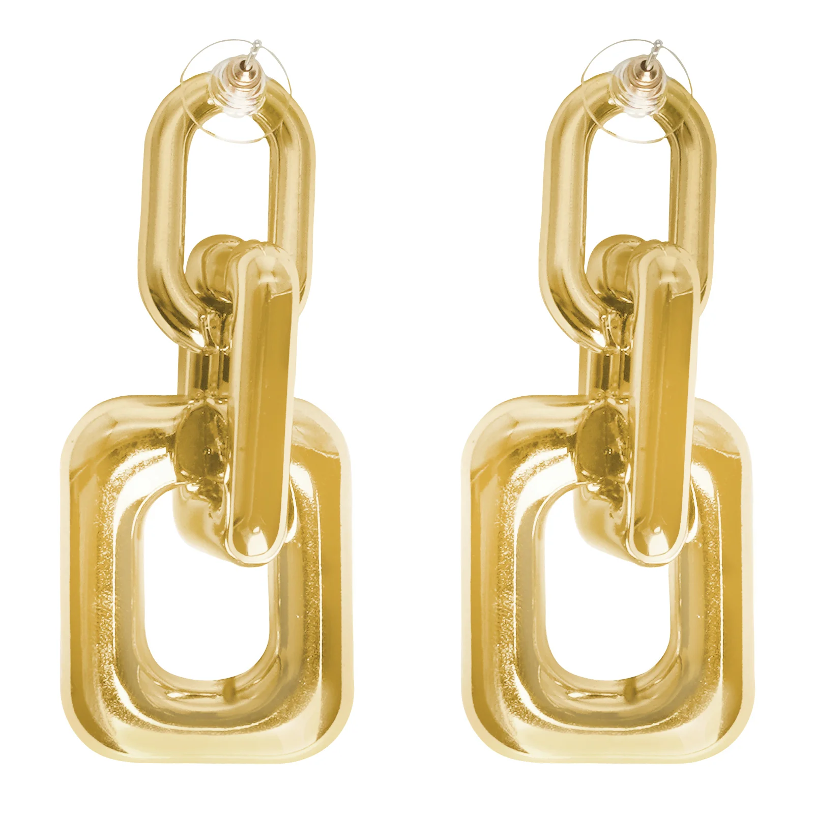 Misa Link Detail Gold Earrings - Image 4