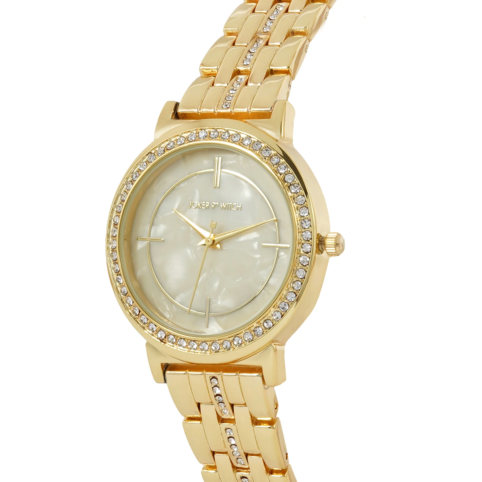 Moonlight Gold Medium Rhinestone Dial Linked Chain Strap Women's Watch - Image 4