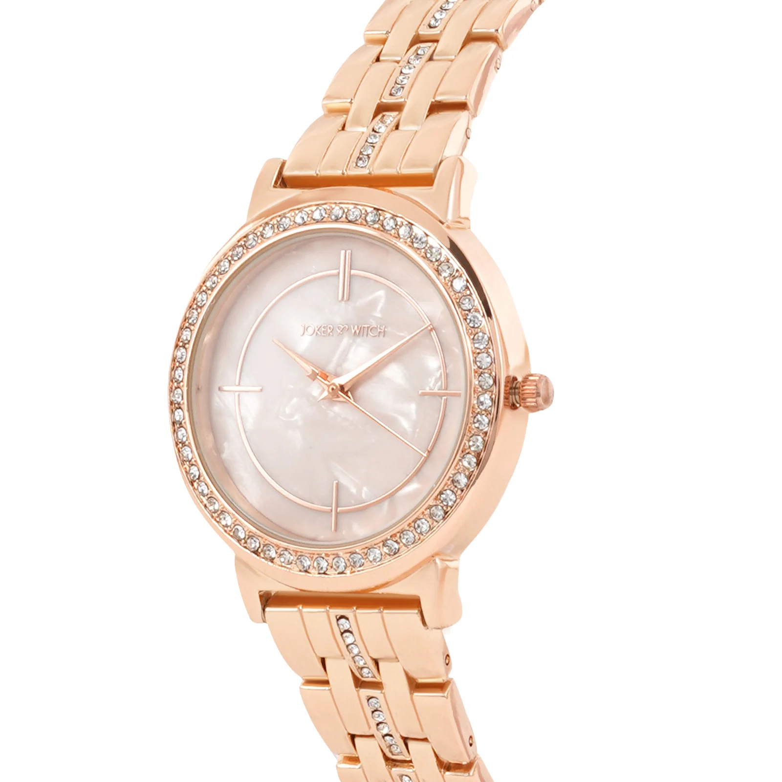 Moonlight Rose Gold Medium Rhinestone Dial Linked Chain Strap Women's Watch - Image 4