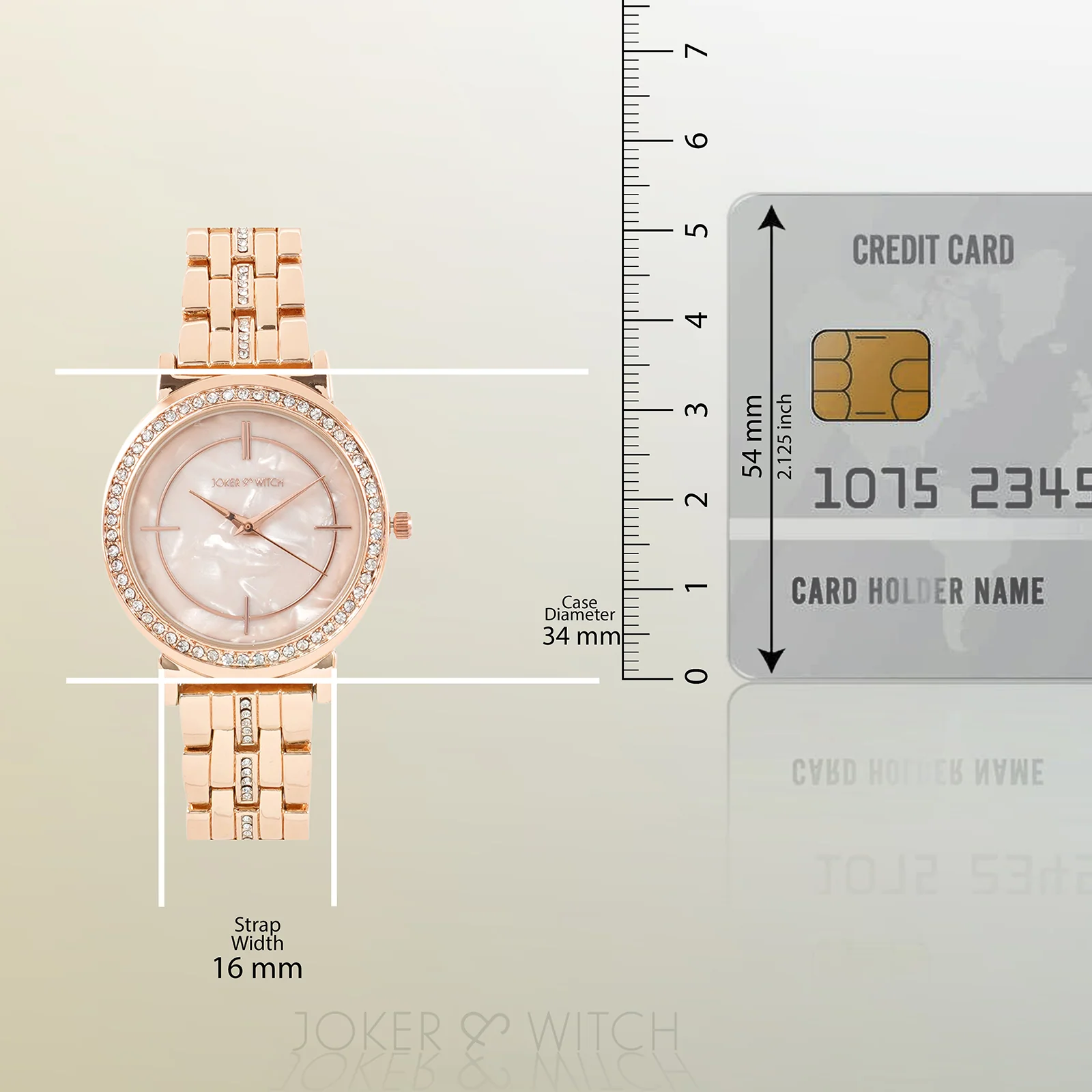 Moonlight Rose Gold Medium Rhinestone Dial Linked Chain Strap Women's Watch - Image 8