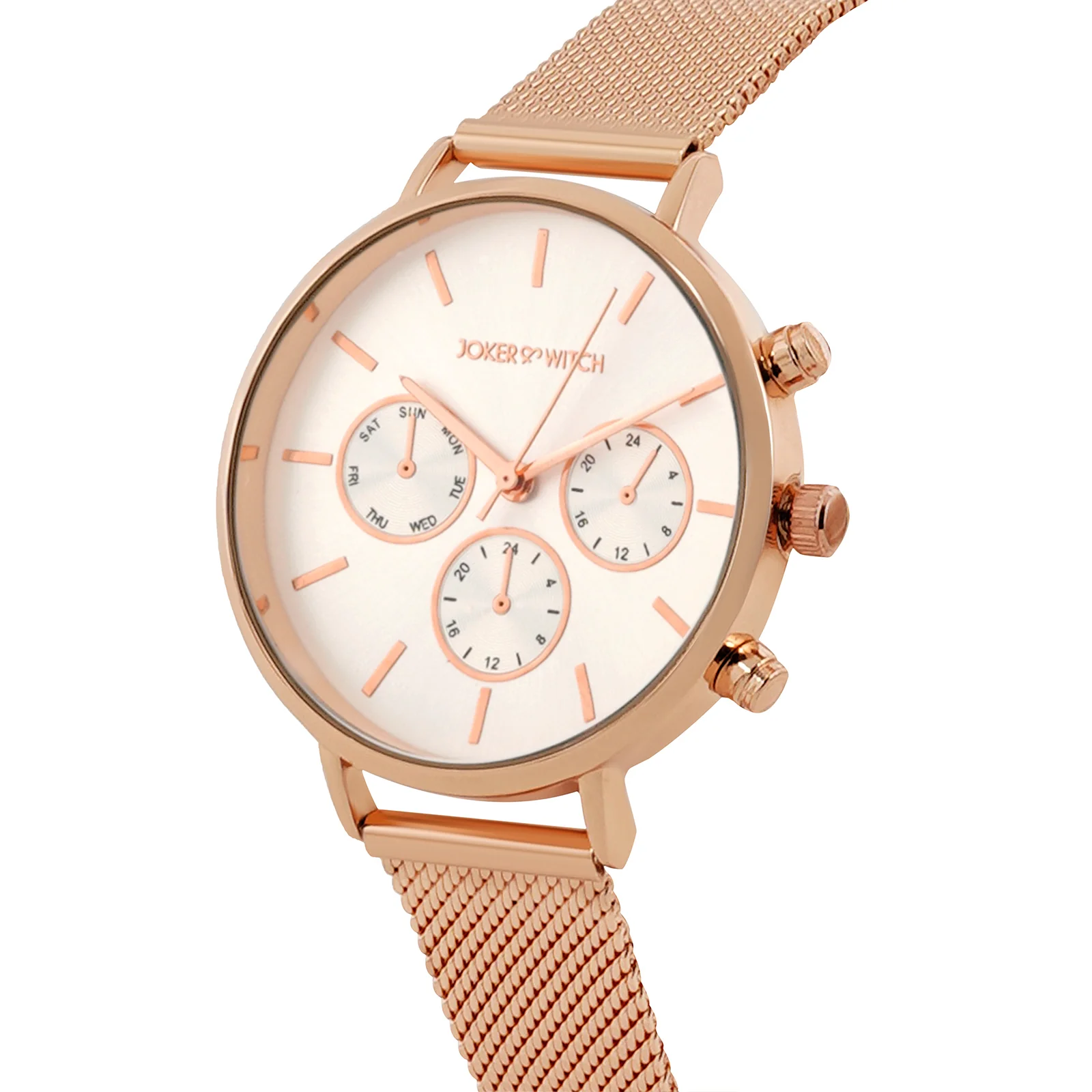 Moscow White Large Dial Rose Gold Mesh Strap Women's Watch - Image 4