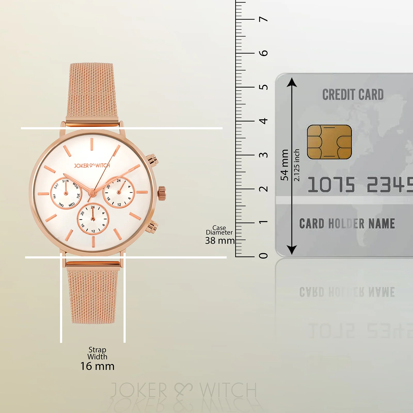 Moscow White Large Dial Rose Gold Mesh Strap Women's Watch - Image 8