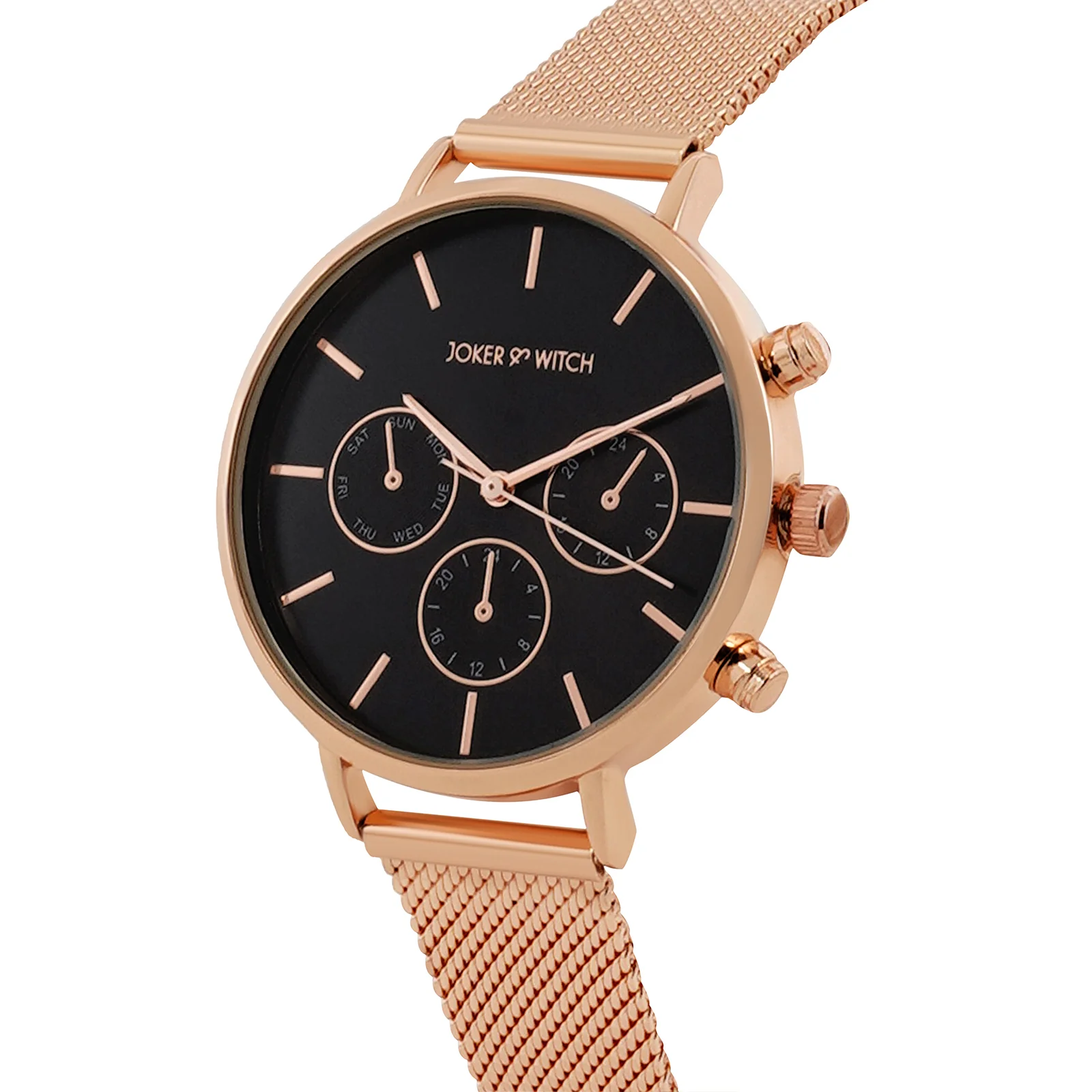 Moscow Black Large Dial Rose Gold Mesh Strap Women's Watch - Image 4