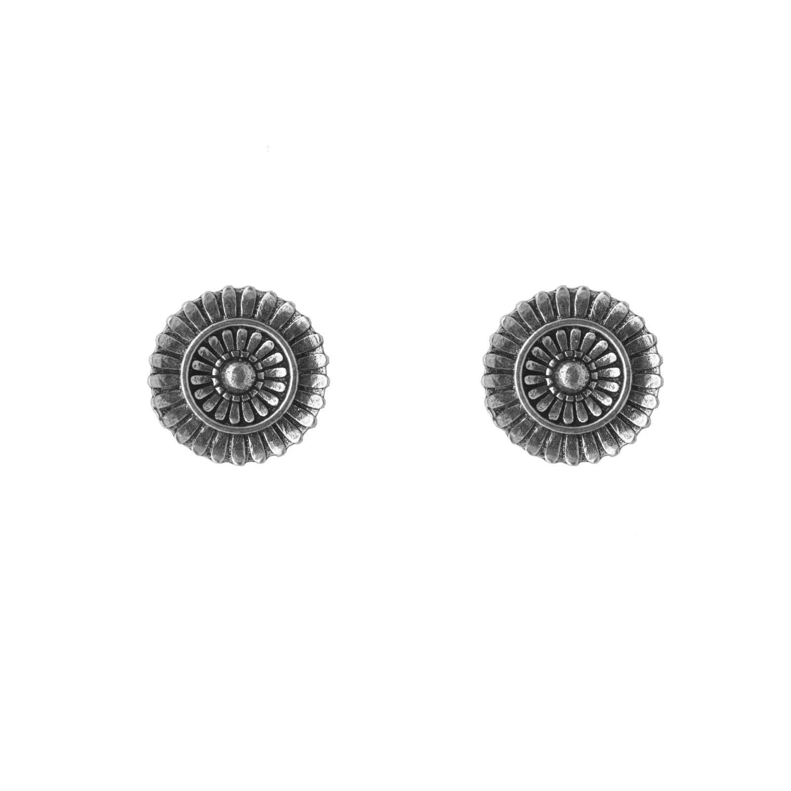 Mridhul Circular Silver Oxidized Studs Earrings - Image 2