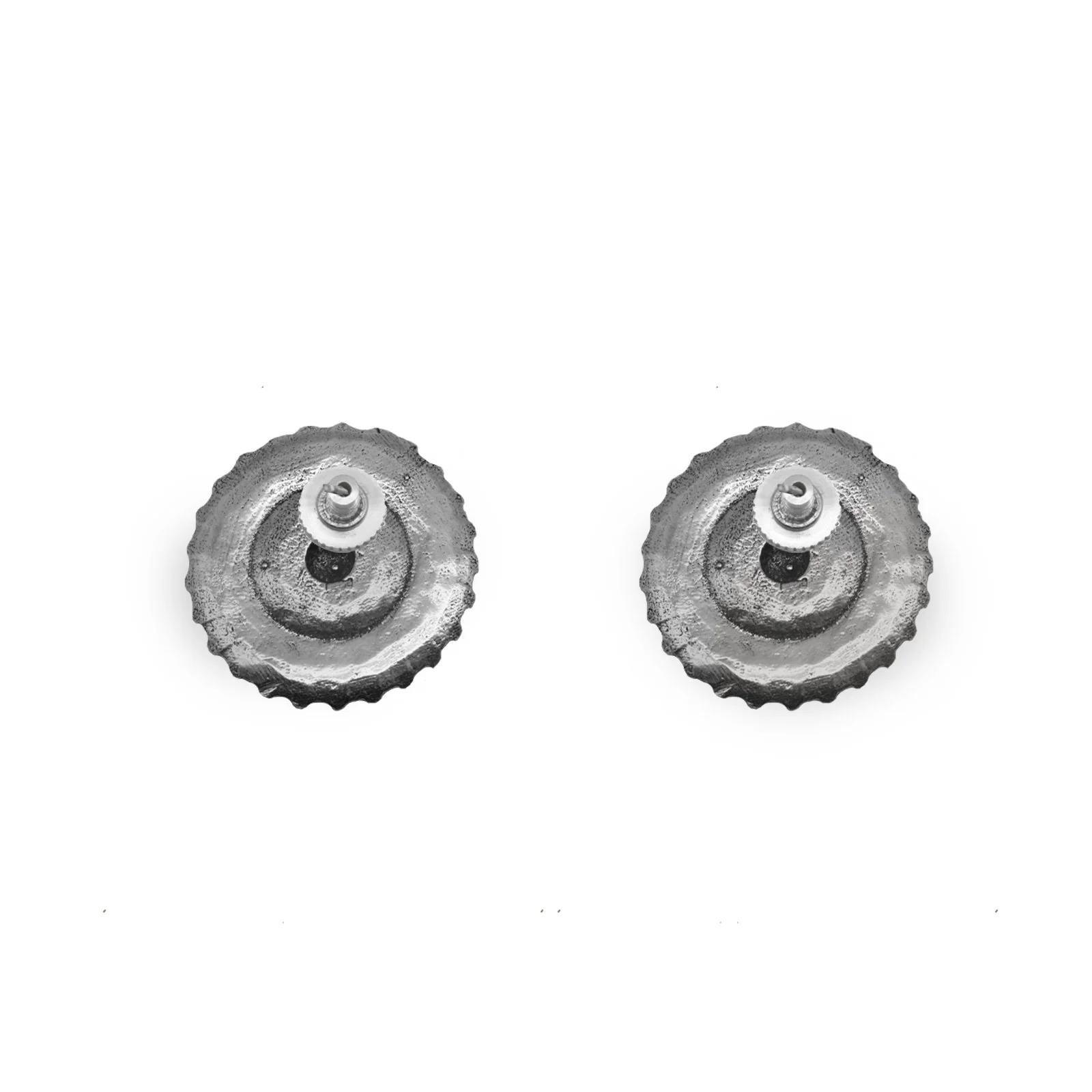 Mridhul Circular Silver Oxidized Studs Earrings - Image 4