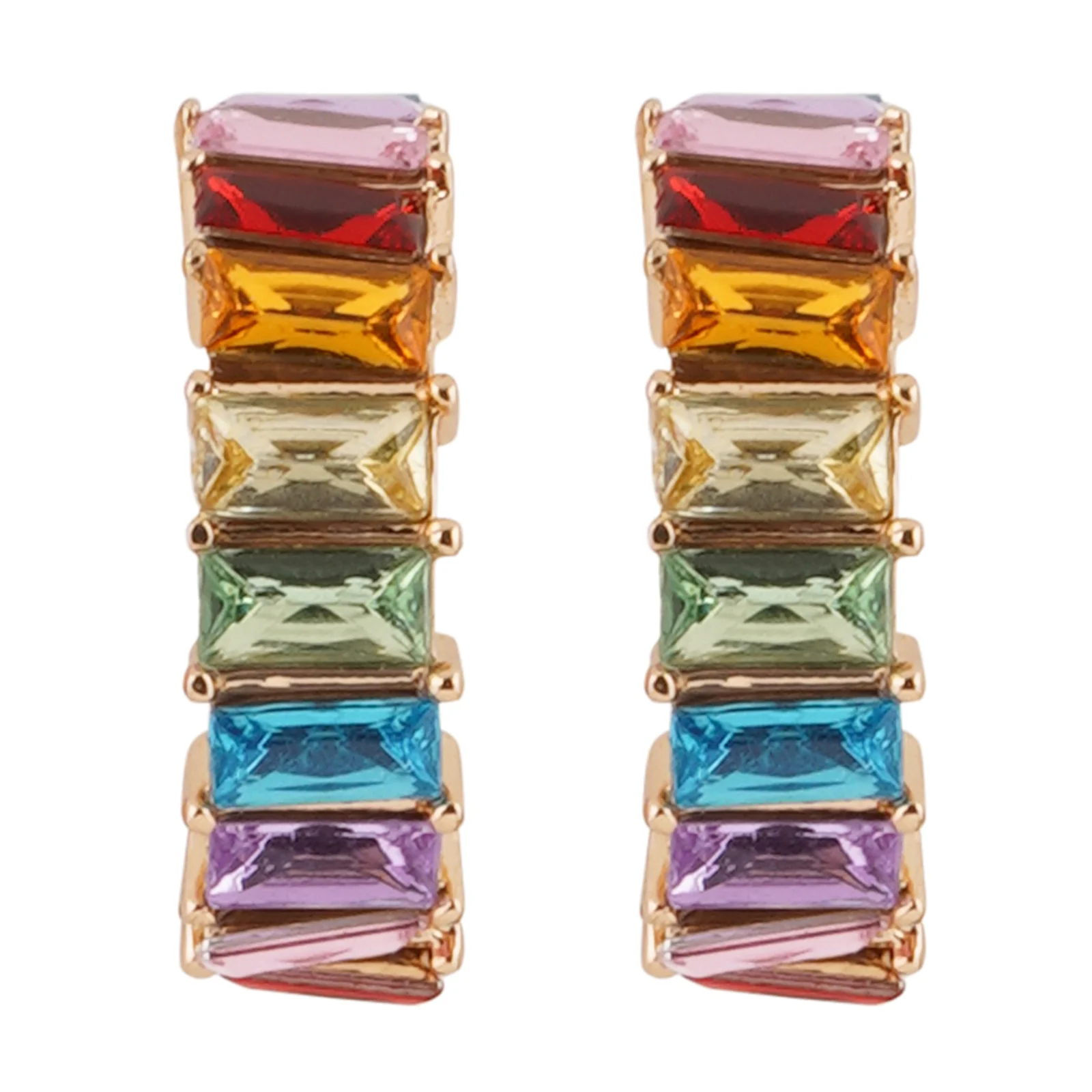Myraa Hoop Multicolour Stone Earrings - Image 3
