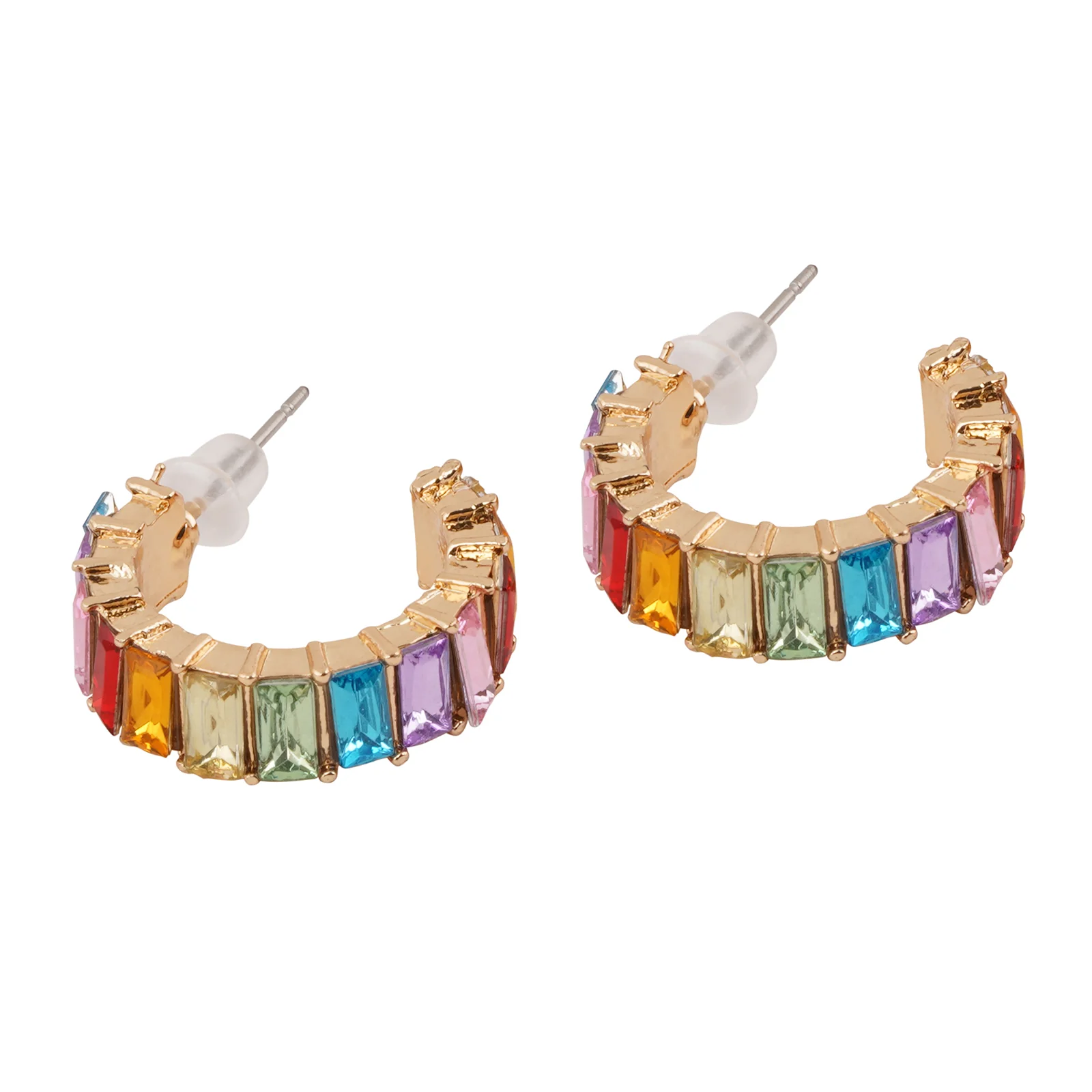 Myraa Hoop Multicolour Stone Earrings - Image 4