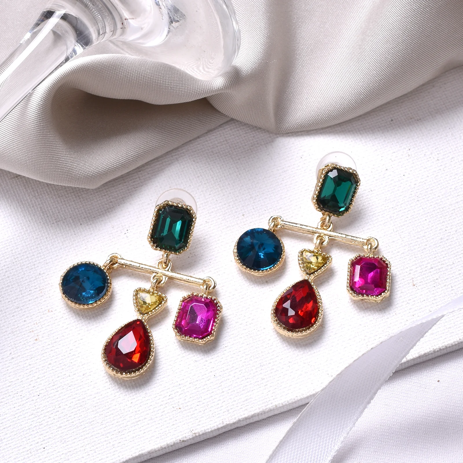 Nadine Multicolour Gem Earrings - Image 2
