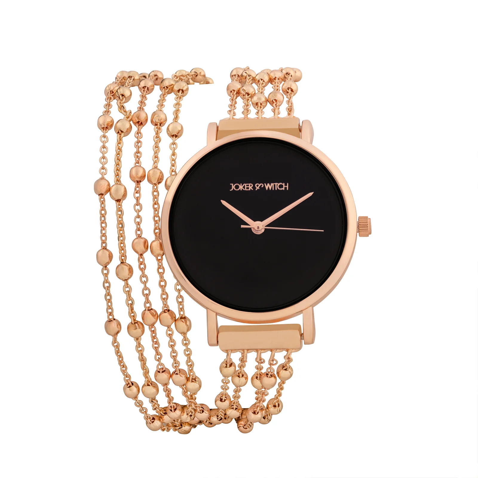 Nami Black Medium Dial Rose Gold Chain Wrap Around Strap Women's Watch - Image 3