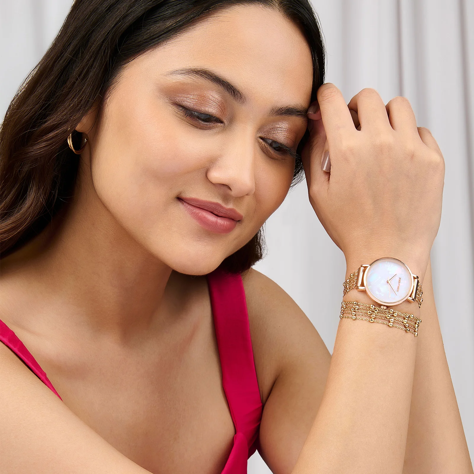Nami White Medium Dial Rose Gold Chain Wrap Around Strap Women's Watch - Image 2