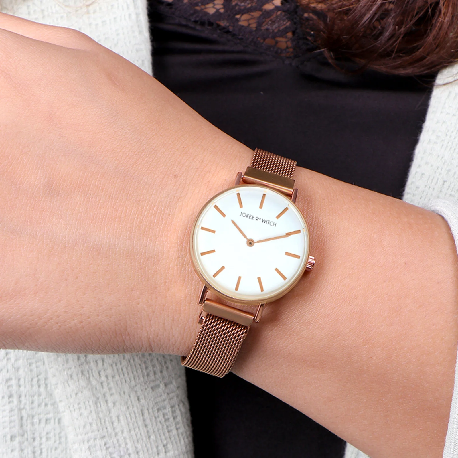 Natalie White Medium Dial Rose Gold Magnetic Strap Women's Watch - Image 3