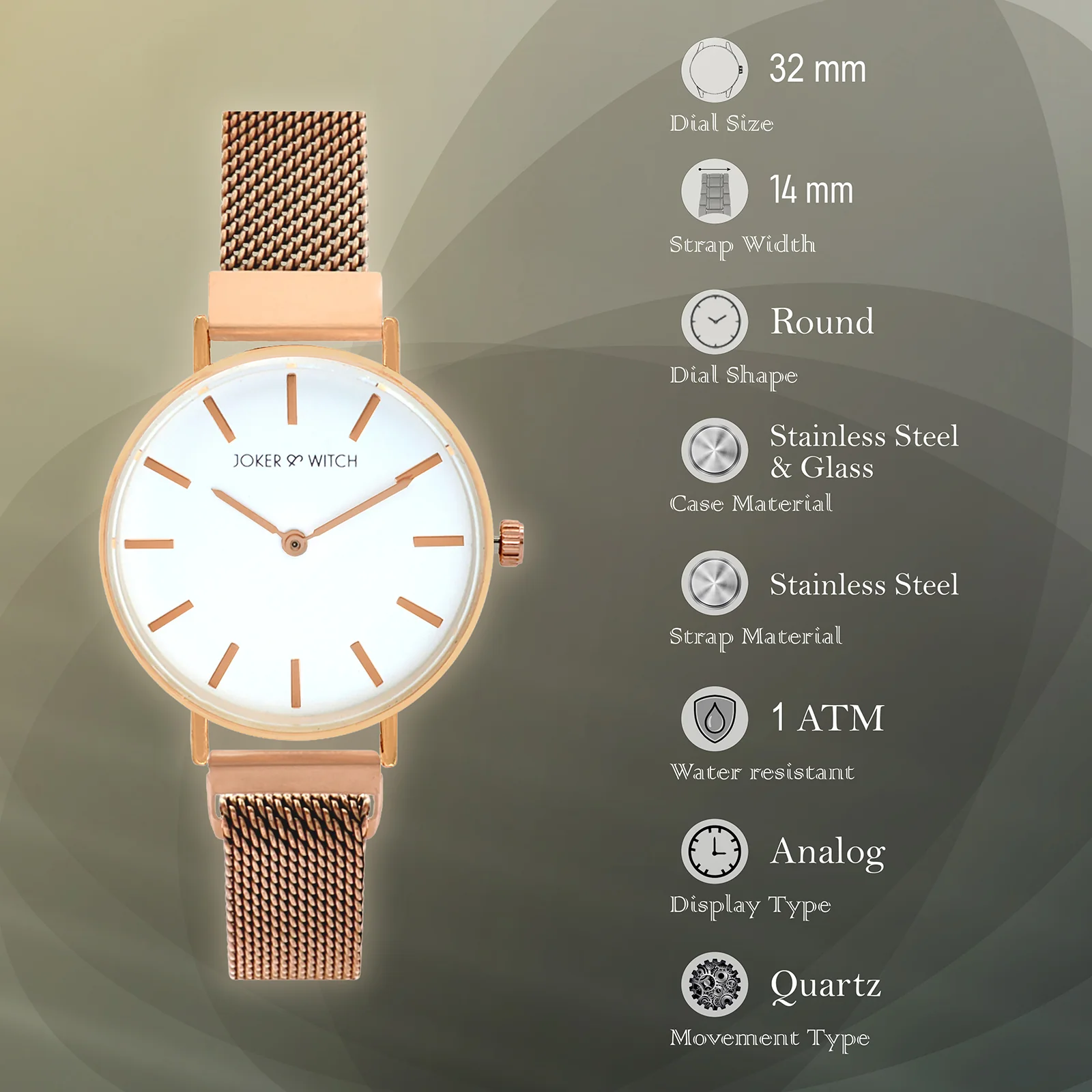 Natalie White Medium Dial Rose Gold Magnetic Strap Women's Watch - Image 7