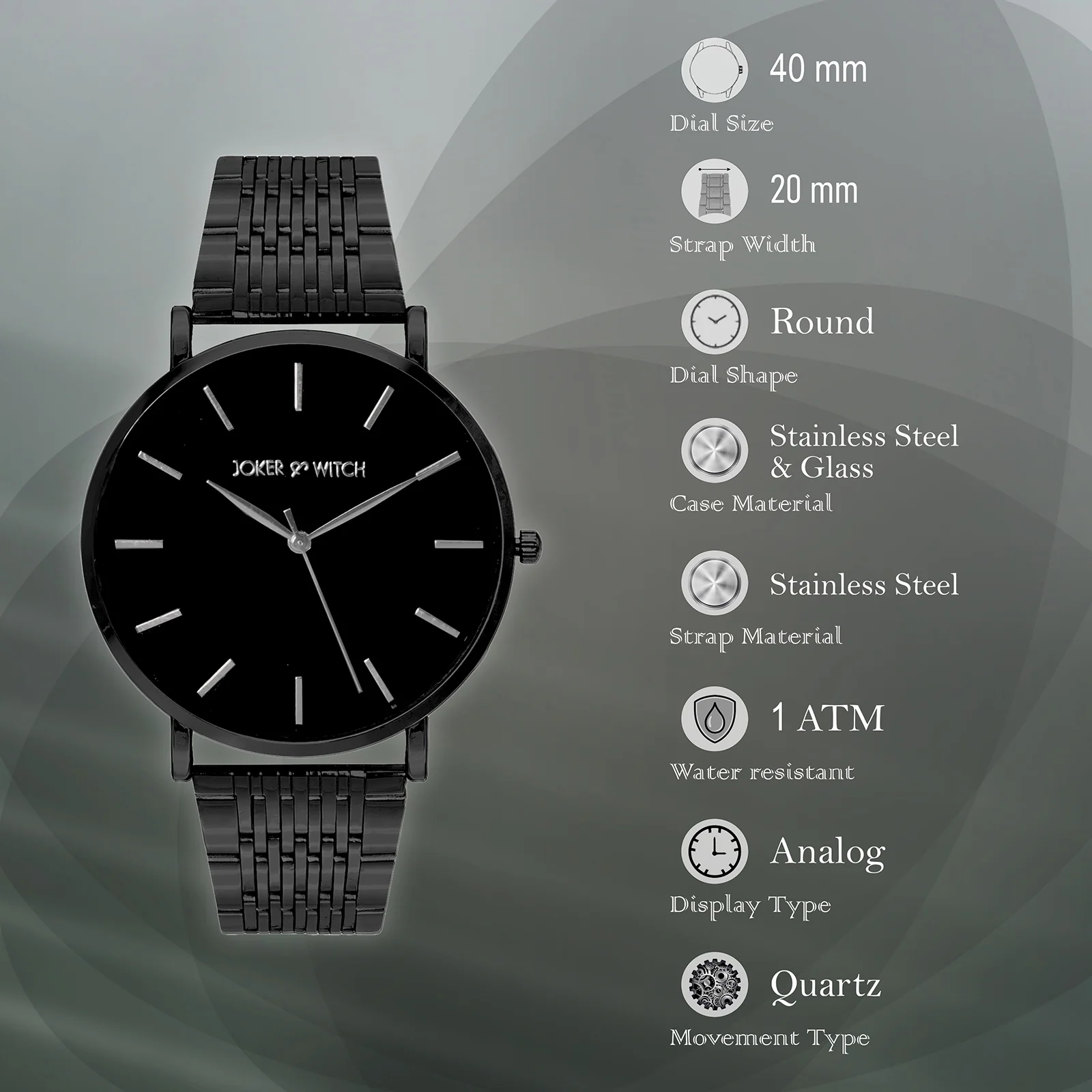 Signature Black Large Dial Linked Chain Strap Women's Watch - Image 6