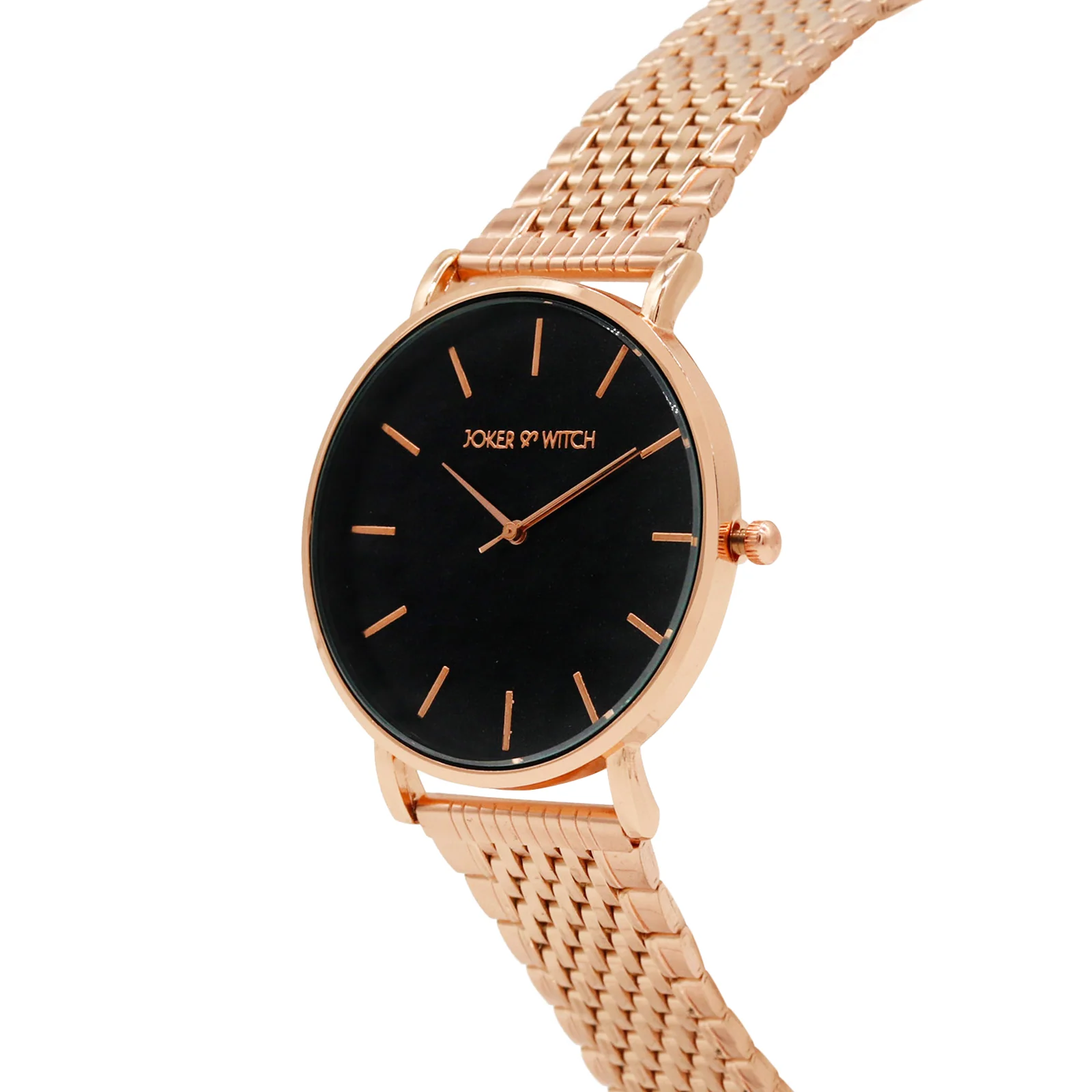 Nebula Black Large Dial Rose Gold Linked Chain Strap Women's Watch - Image 3