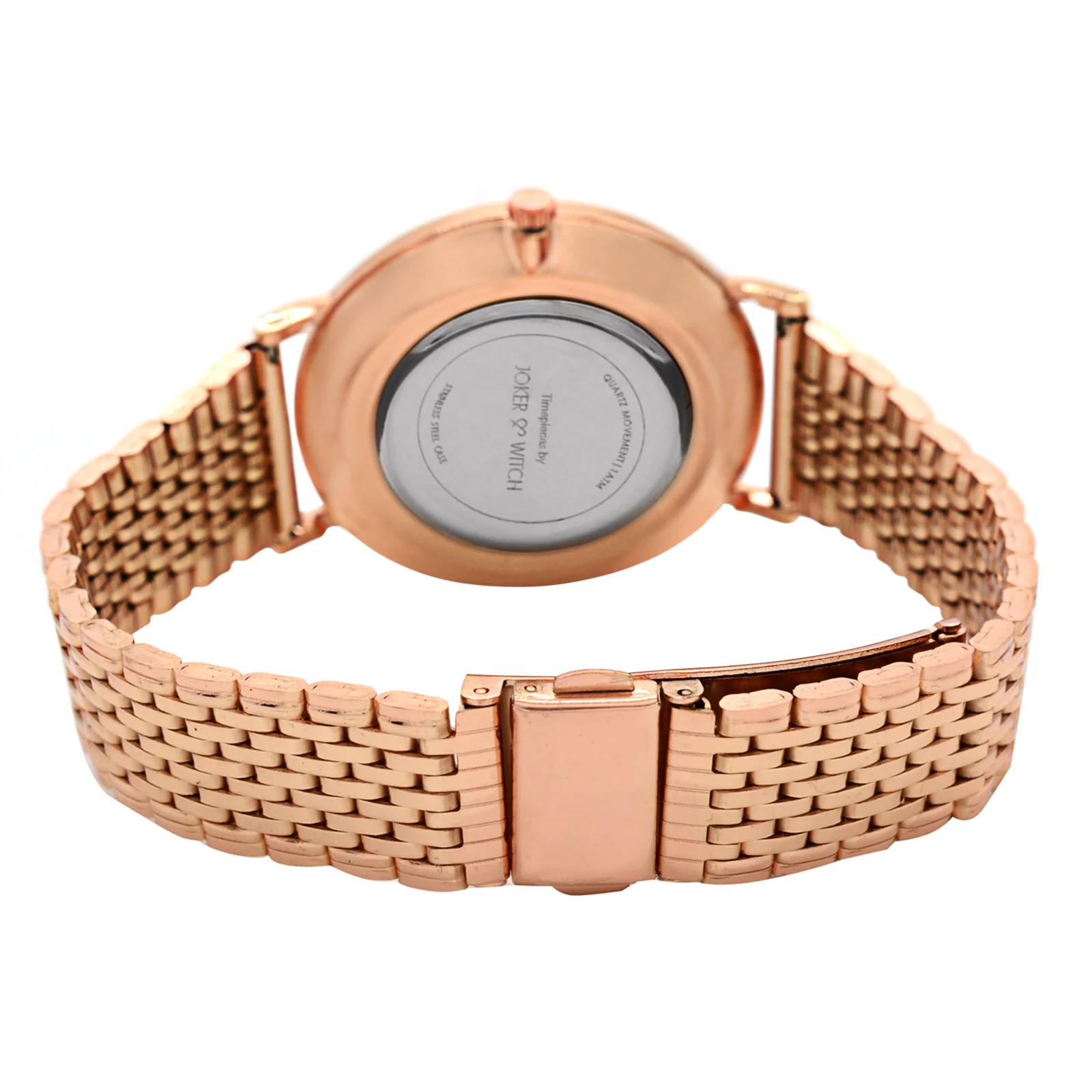 Nebula Black Large Dial Rose Gold Linked Chain Strap Women's Watch - Image 7