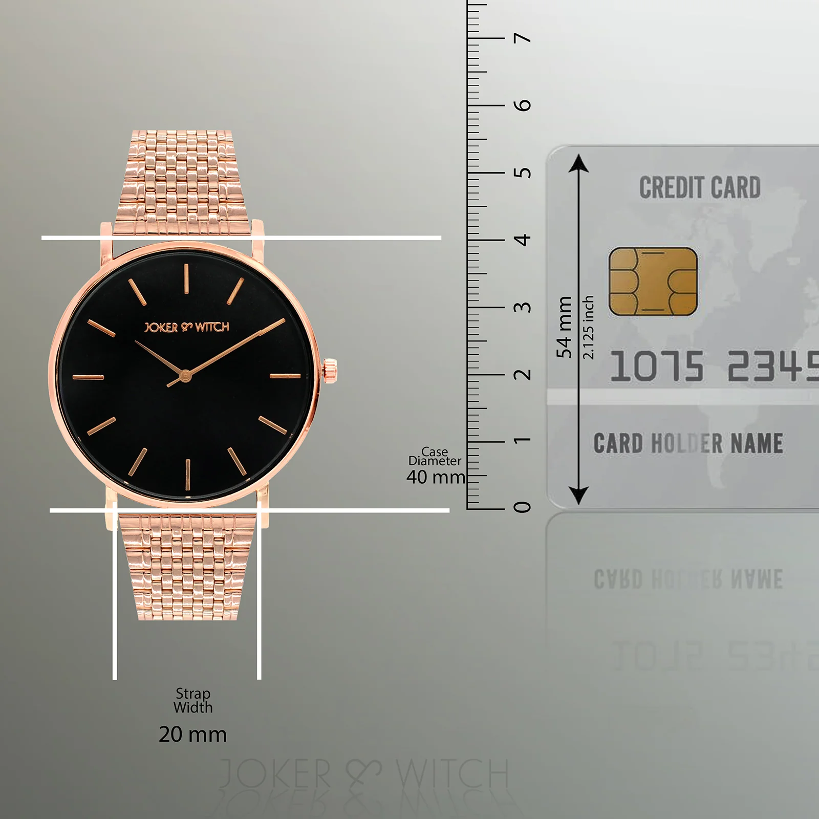 Nebula Black Large Dial Rose Gold Linked Chain Strap Women's Watch - Image 9