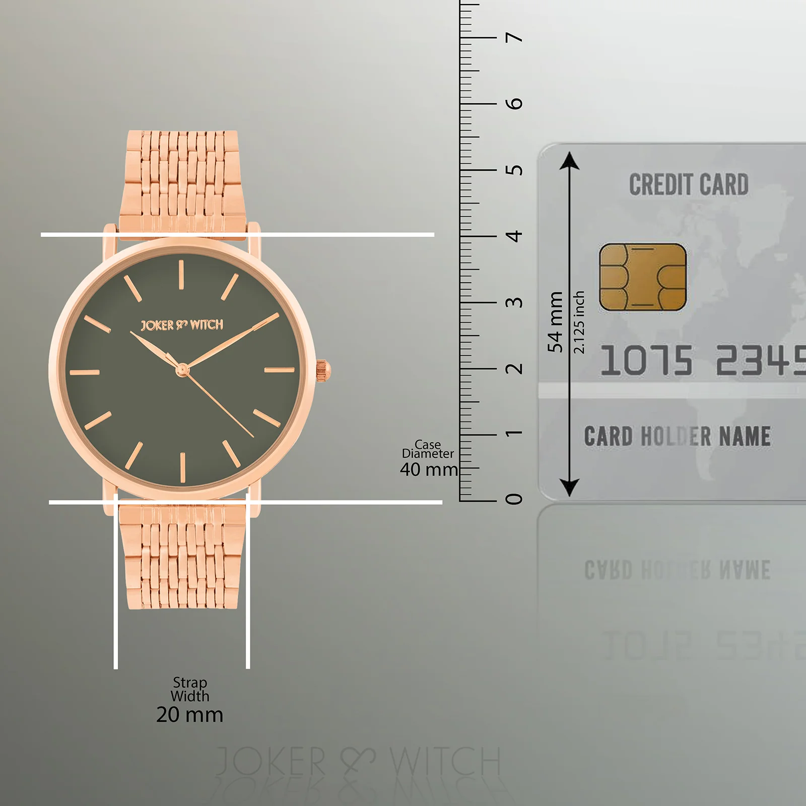 Nebula Grey Large Dial Rose Gold Linked Chain Strap Women's Watch - Image 8