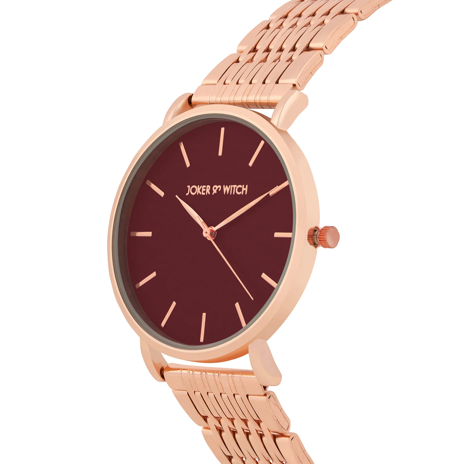 Nebula Maroon Large Dial Rose Gold Linked Chain Strap Women's Watch - Image 4
