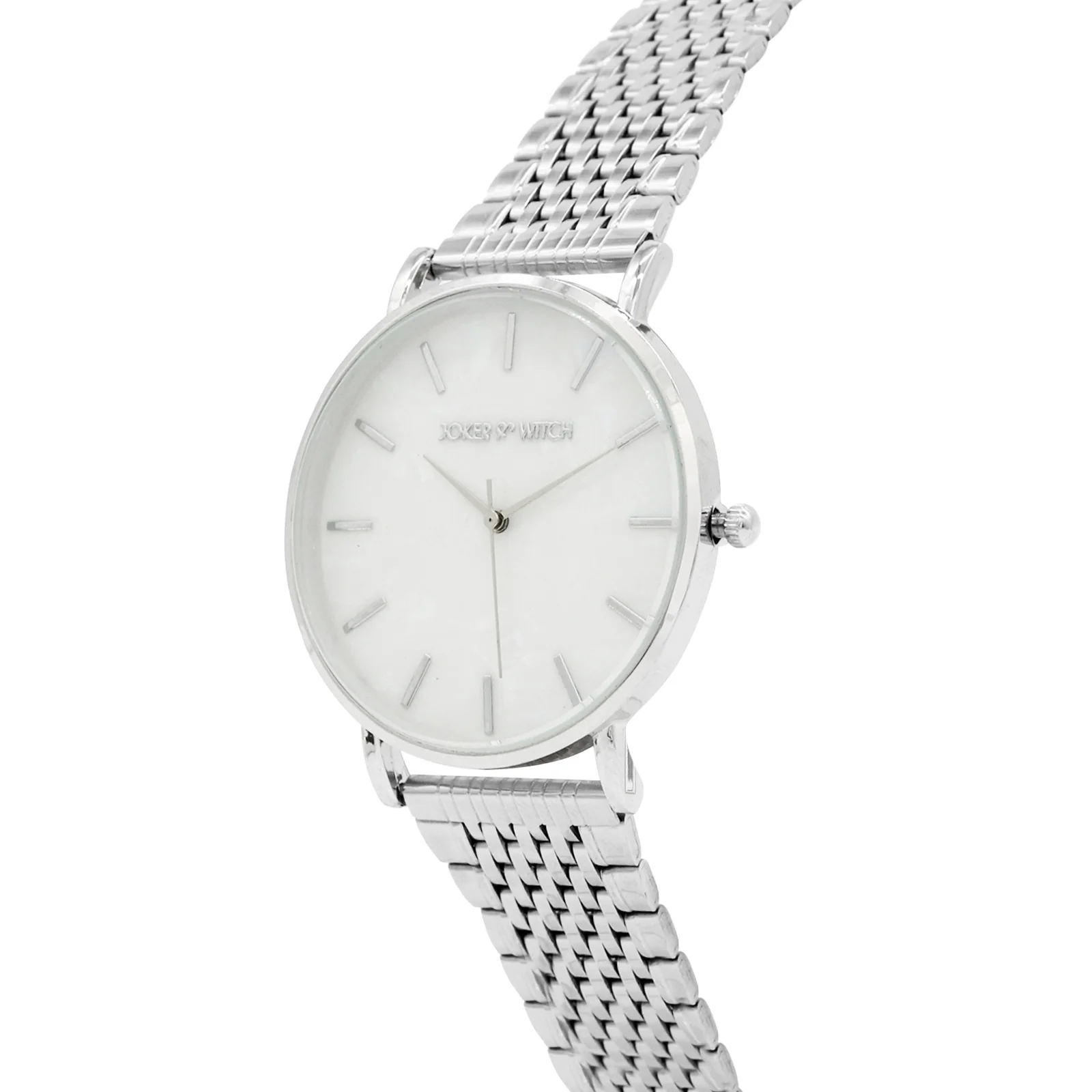 Nebula White MOP Large Dial Silver Linked Chain Strap Women's Watch - Image 3