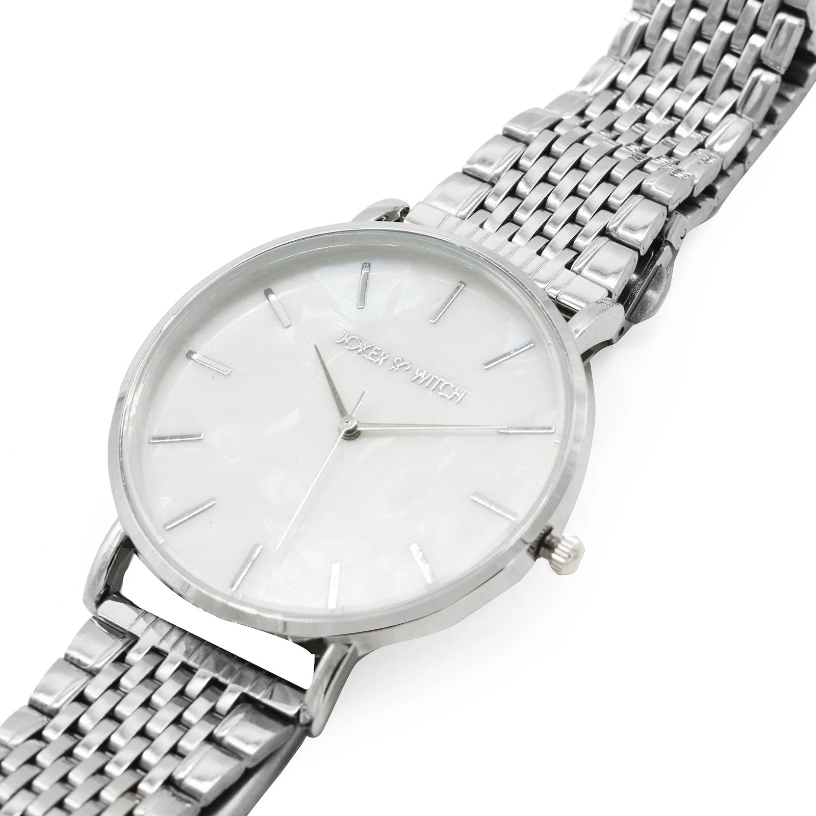 Nebula White MOP Large Dial Silver Linked Chain Strap Women's Watch - Image 5