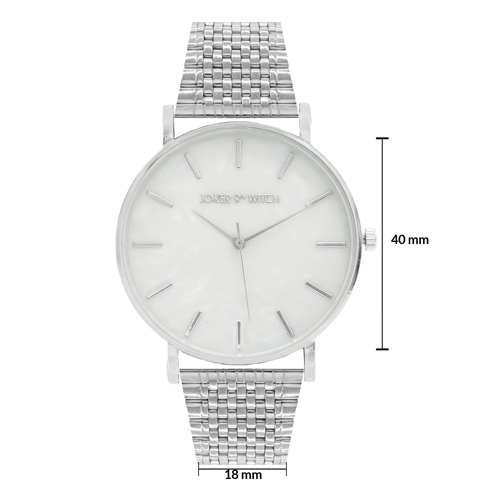 Nebula White MOP Large Dial Silver Linked Chain Strap Women's Watch - Image 6
