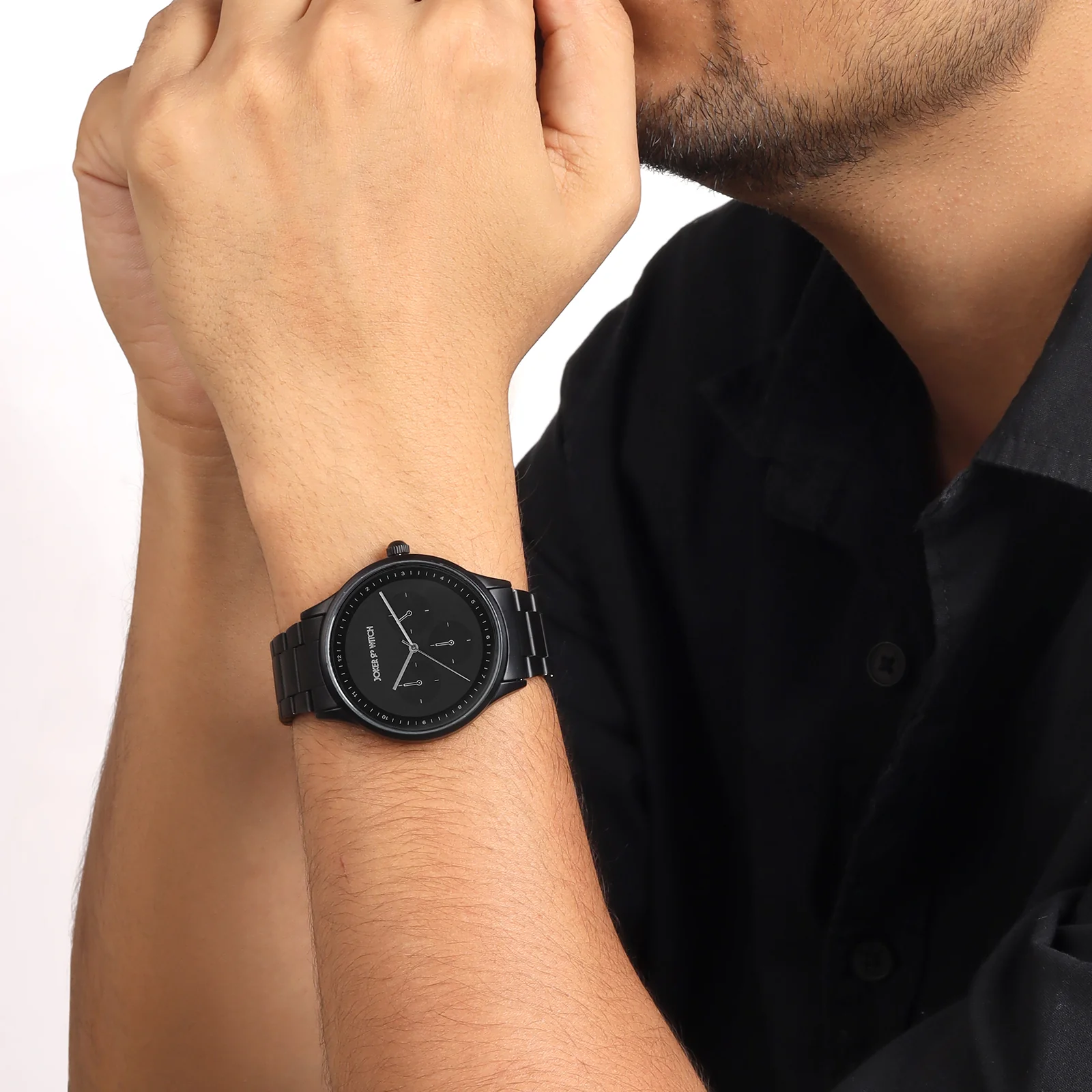 Nexus Black Large Dial Linked Chain Strap Men's Watch - Image 2