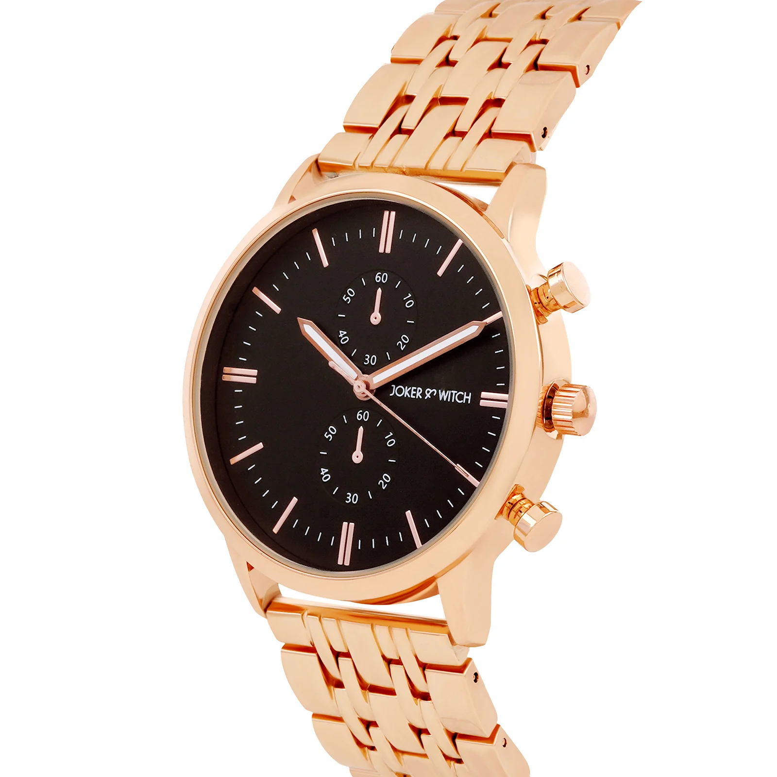 Niko Black Large Dial Rose Gold Linked Chain Strap Men's Watch - Image 4