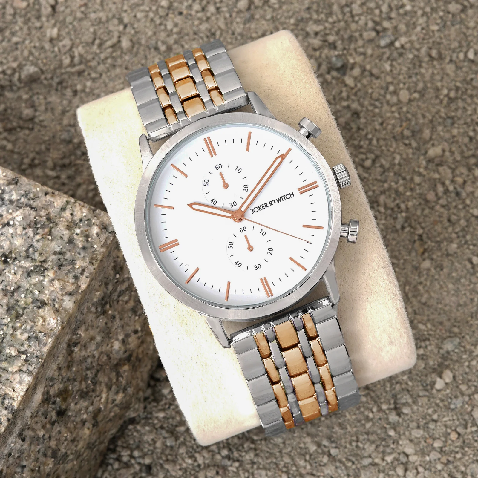 Niko White Large Dial Dual Tone Linked Chain Strap Men's Watch - Image 2