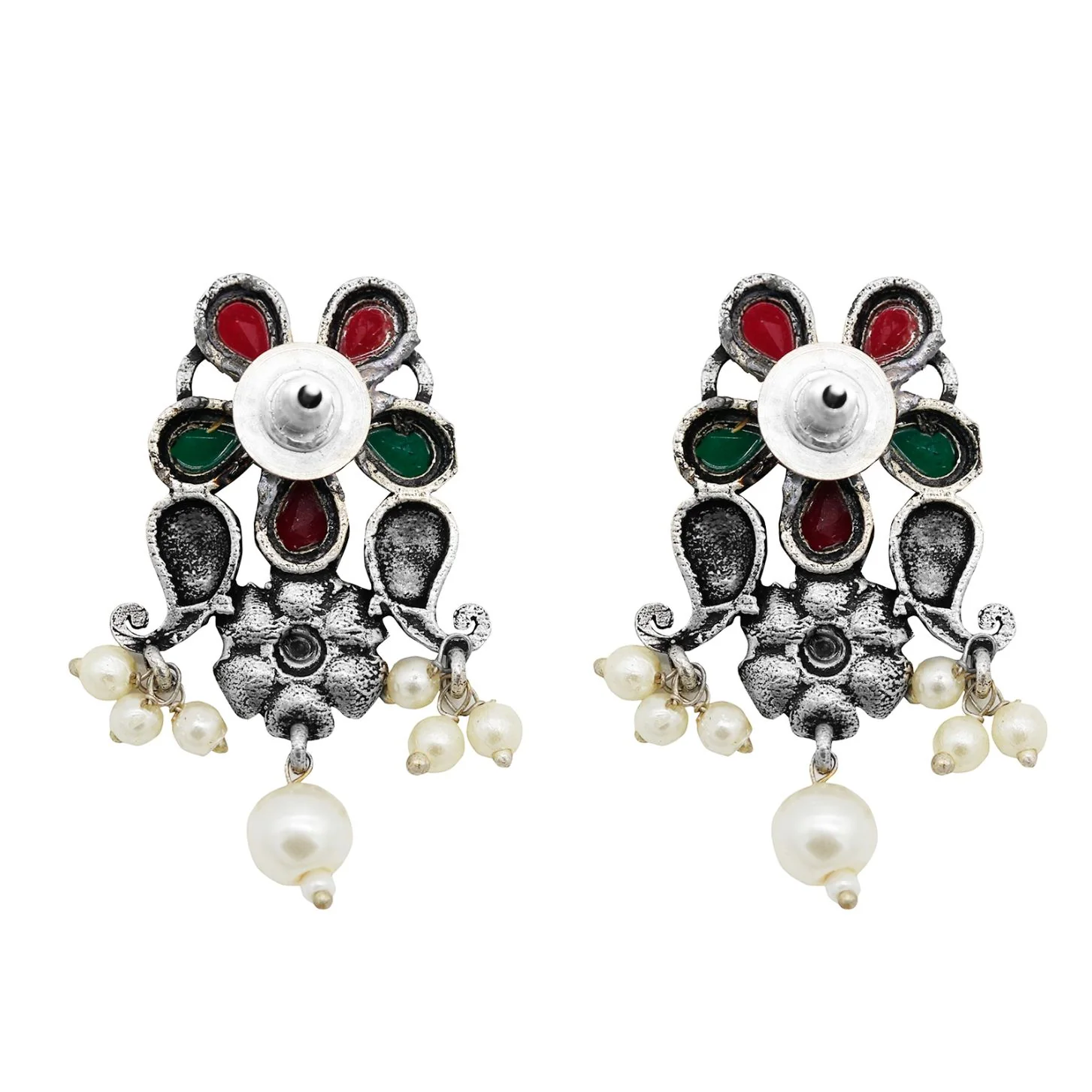 Niranjana Multi colored Silver Oxidized Necklace Set - Image 9