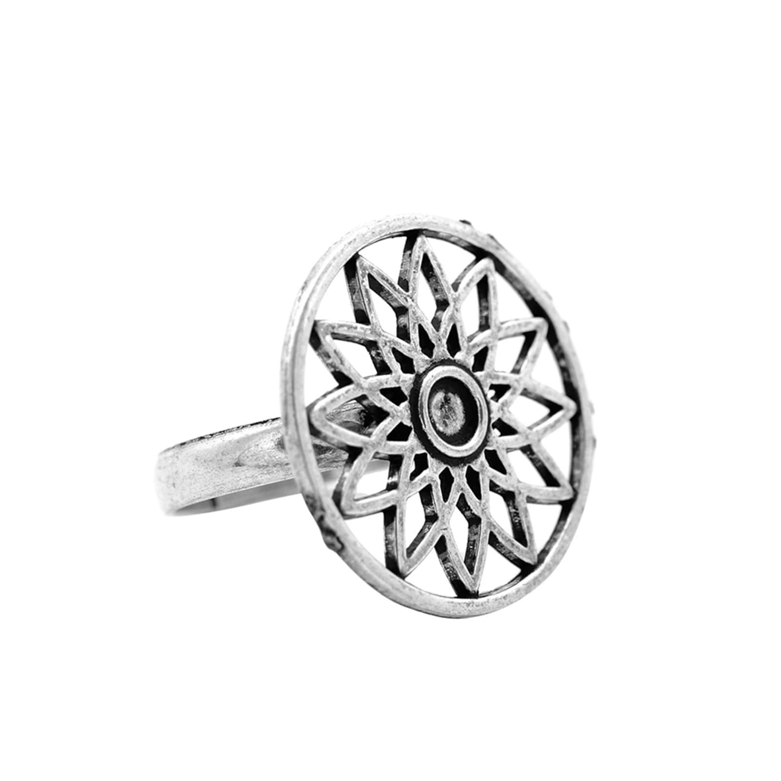 Pallavi Silver Oxidized Filigree Ring - Image 3