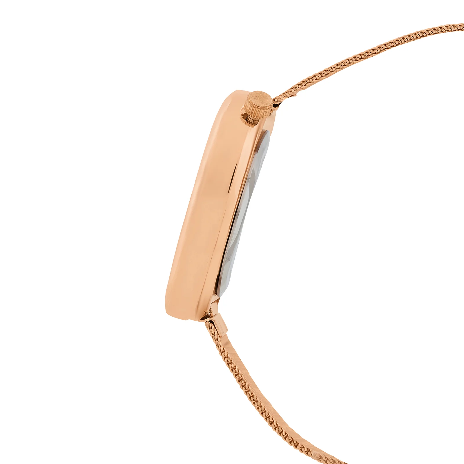 Nocturne Black Small Square Dial Rose Gold Mesh Strap Women's Watch - Image 5