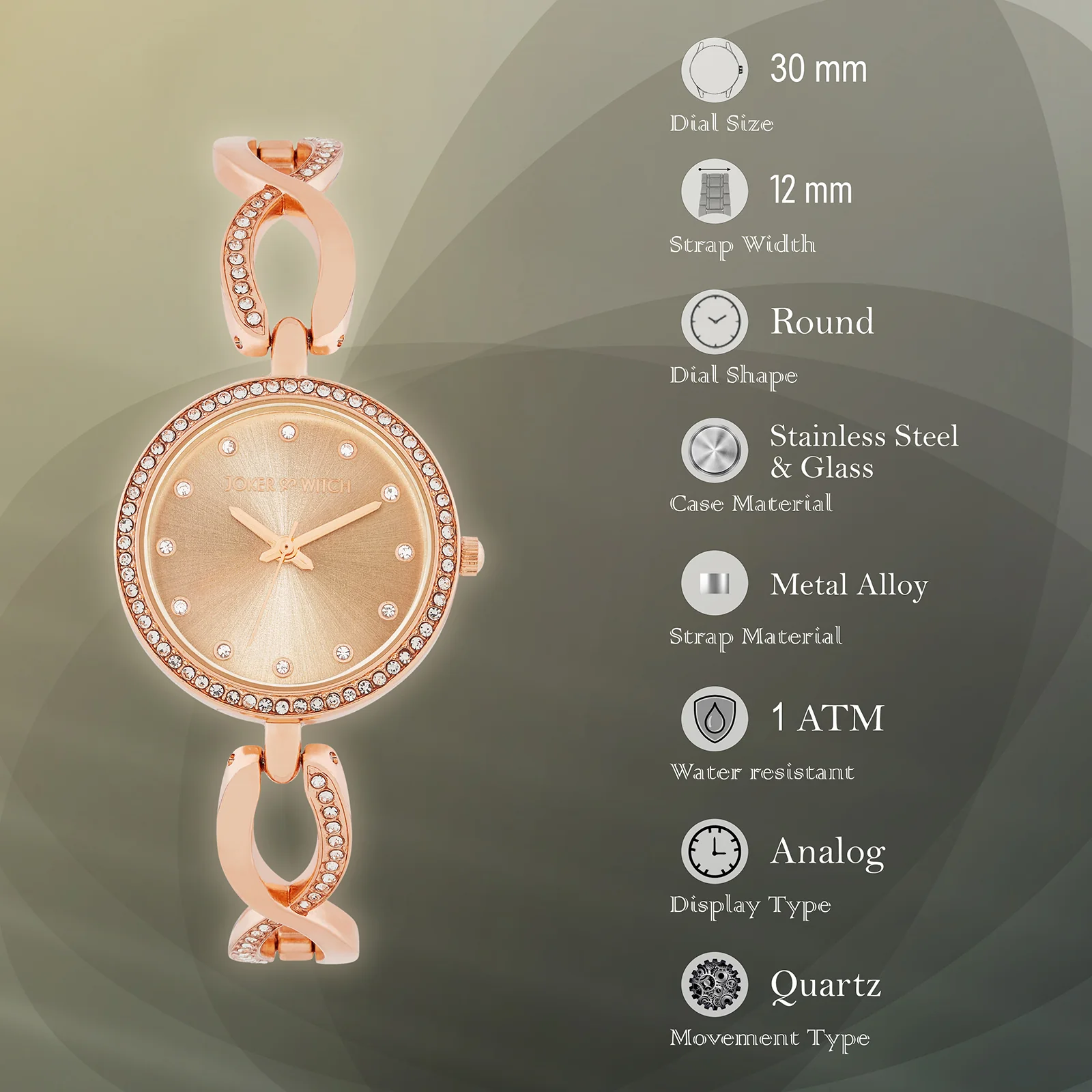 Noella Rose Gold Small Rhinestone Dial Bracelet Strap Women's Watch - Image 7