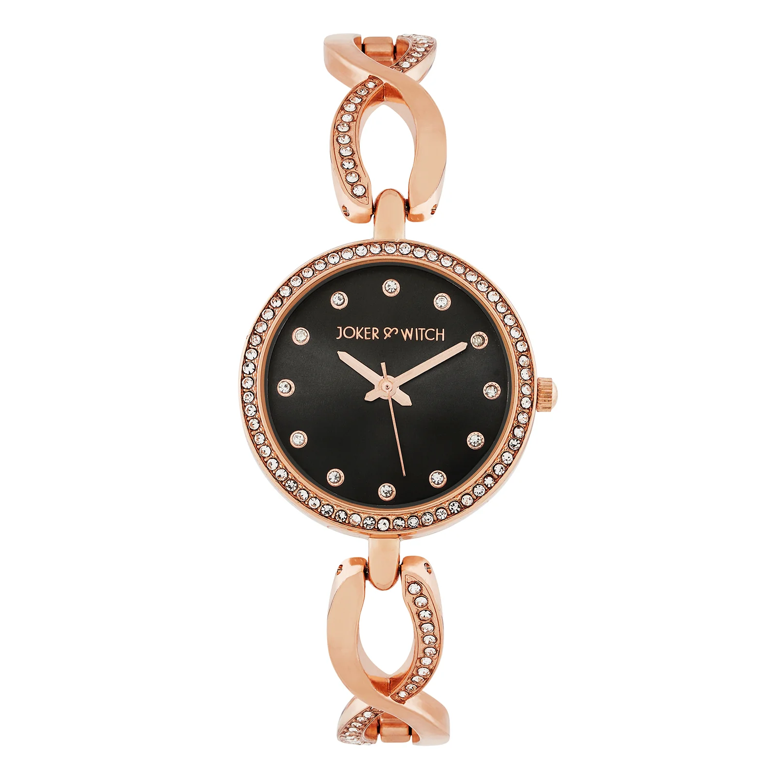 Noella Black Small Rhinestone Dial Rose Gold Bracelet Strap Women's Watch - Image 3