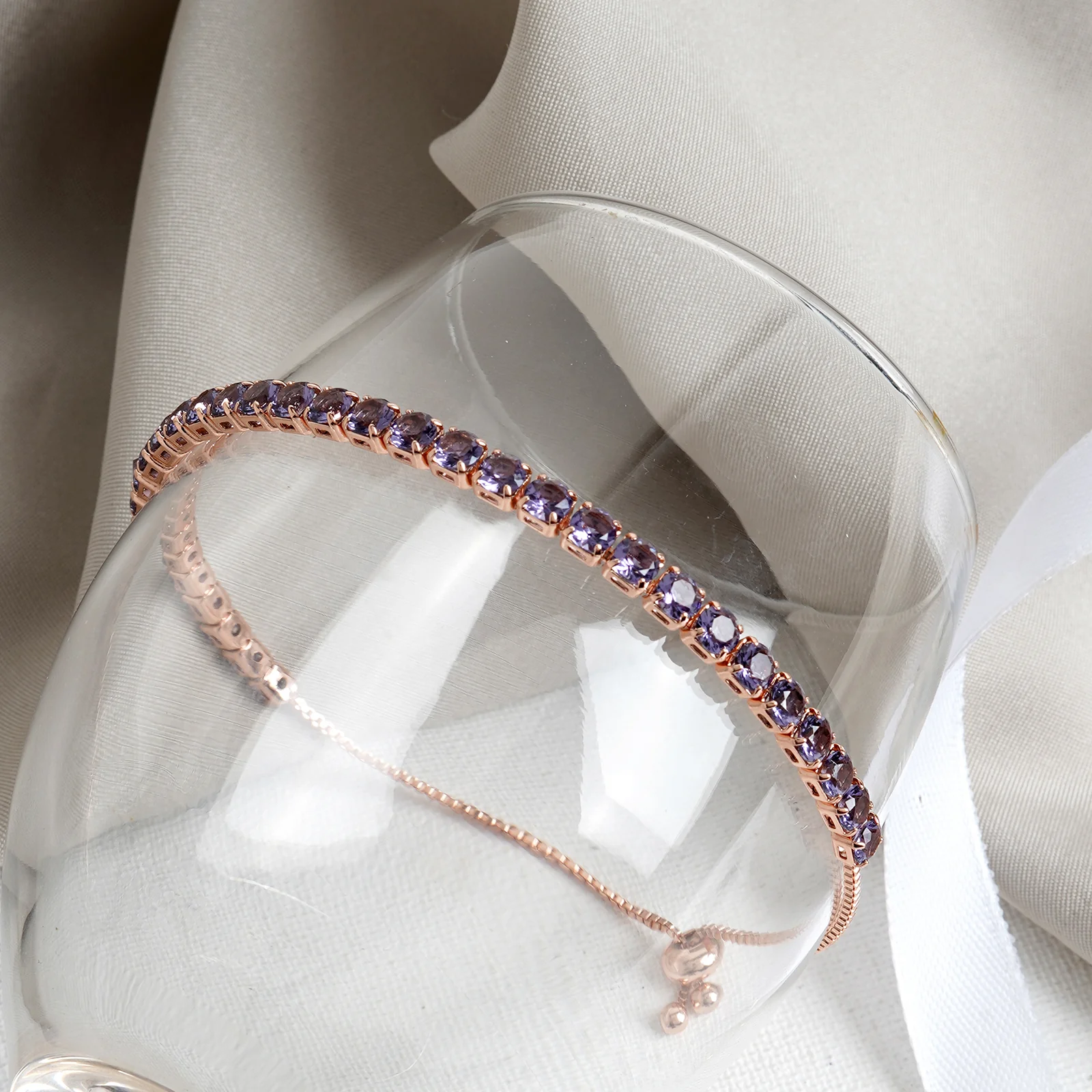 Nora Gold Tennis Purple Bracelet - Image 2