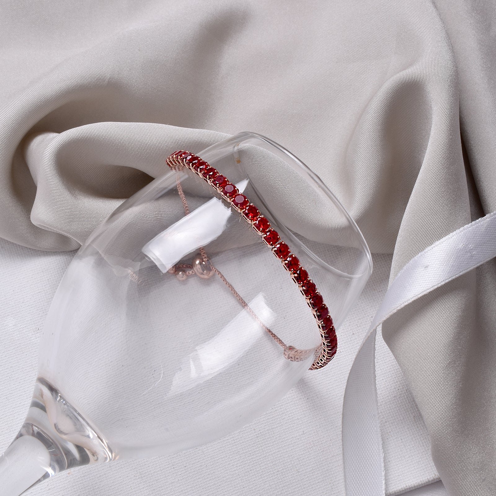 Nora Gold Tennis Red Bracelet - Image 2