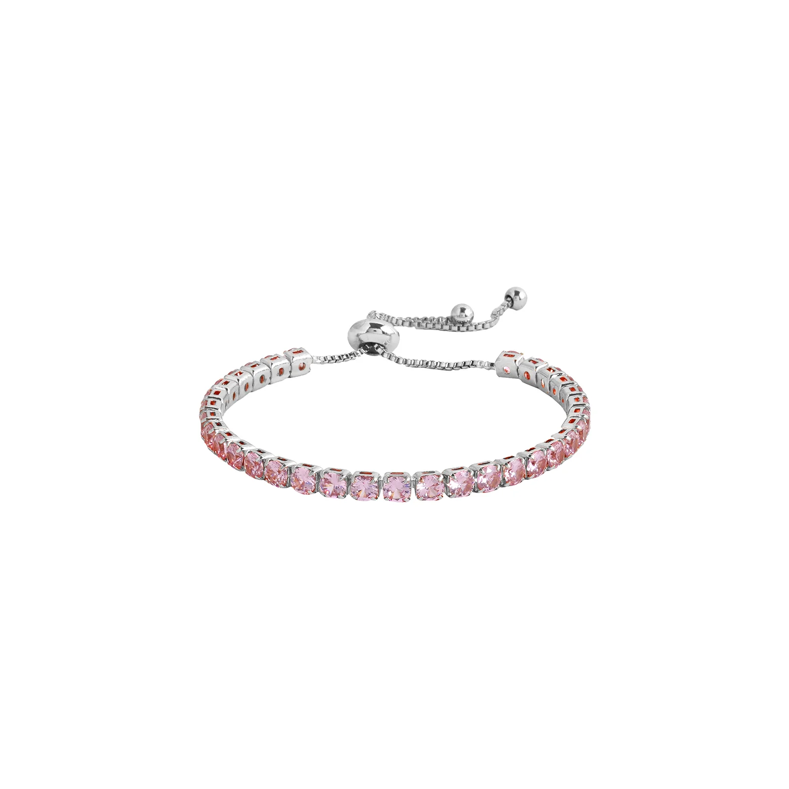 Nora Silver Tennis Pink Bracelet - Image 3