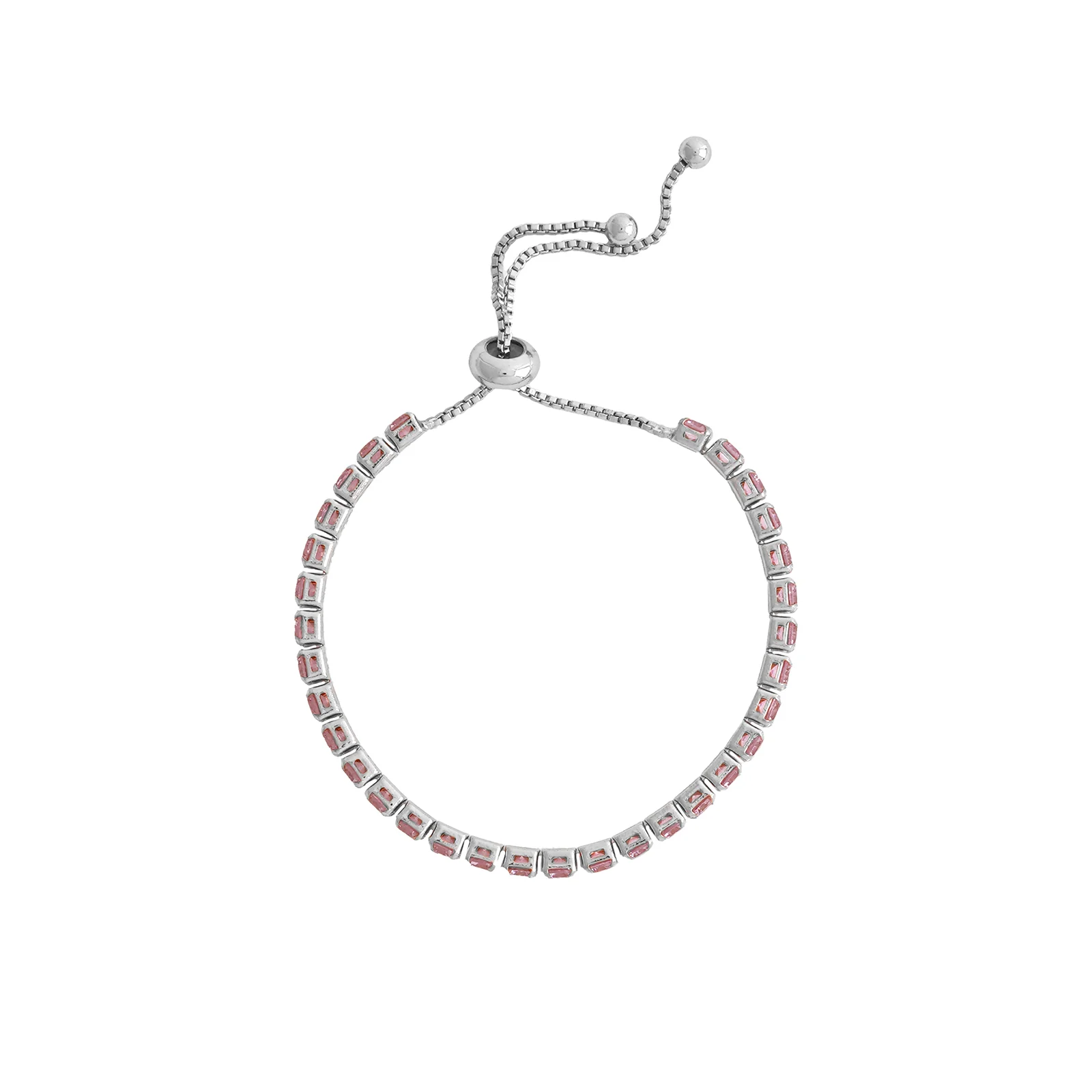 Nora Silver Tennis Pink Bracelet - Image 4
