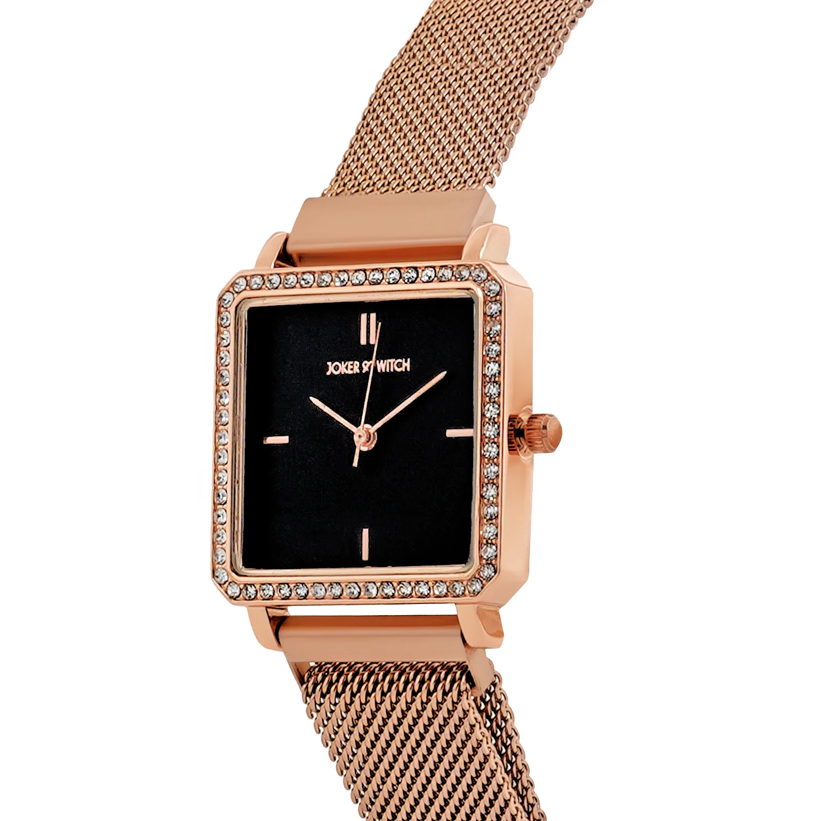 Octa Black Small Square Rhinestone Dial Rose Gold Magnetic Strap Women's Watch - Image 4